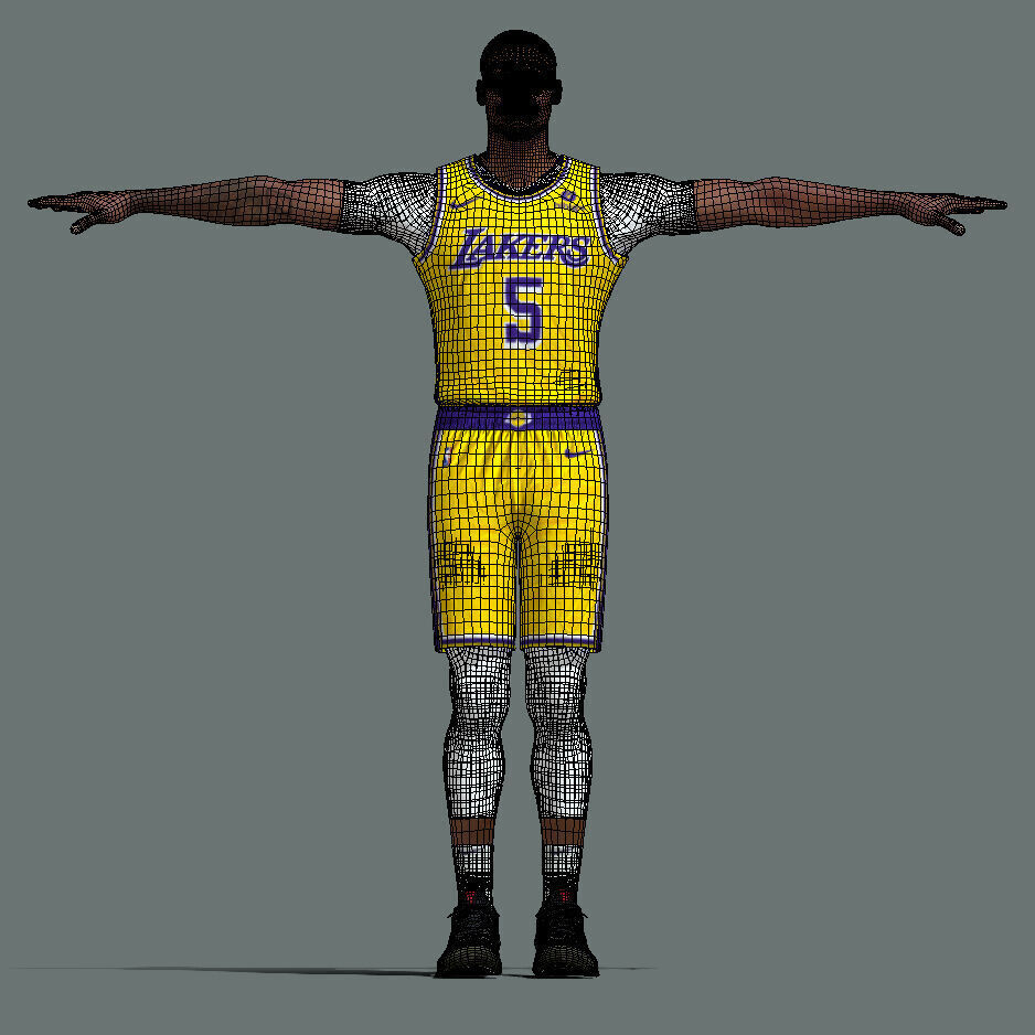 T-Pose Rigged Cam Reddish Los Angeles Lakers 3D model_5