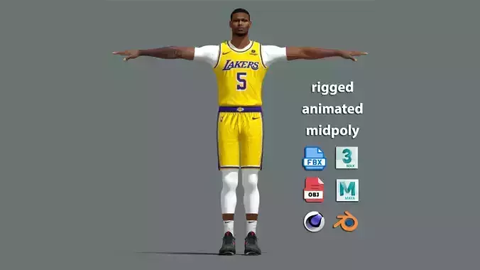 T-Pose Rigged Cam Reddish Los Angeles Lakers 3D model