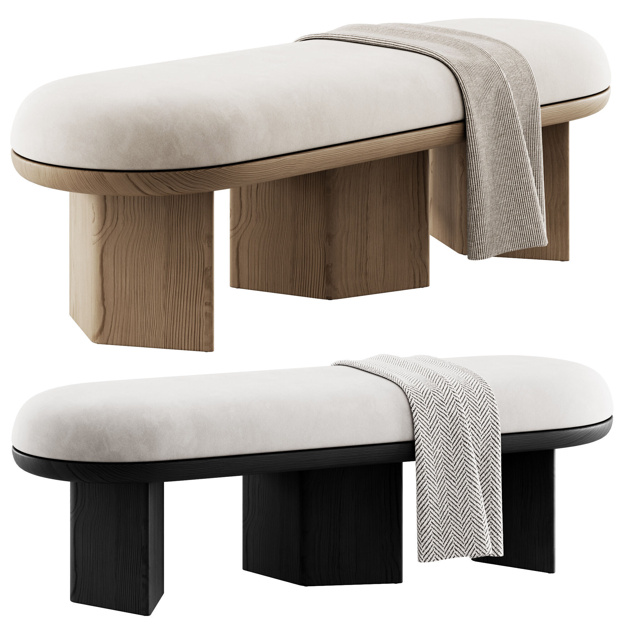 Wilshire Boucle Bench By Meridian Furniture 3D model_4