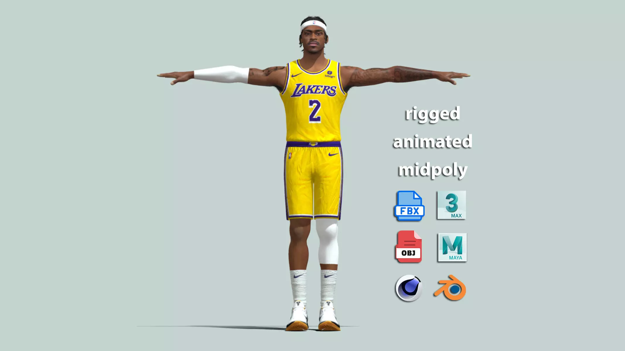 T-P Rigged Jarred Vanderbilt Los Angeles Lakers 3D model_0