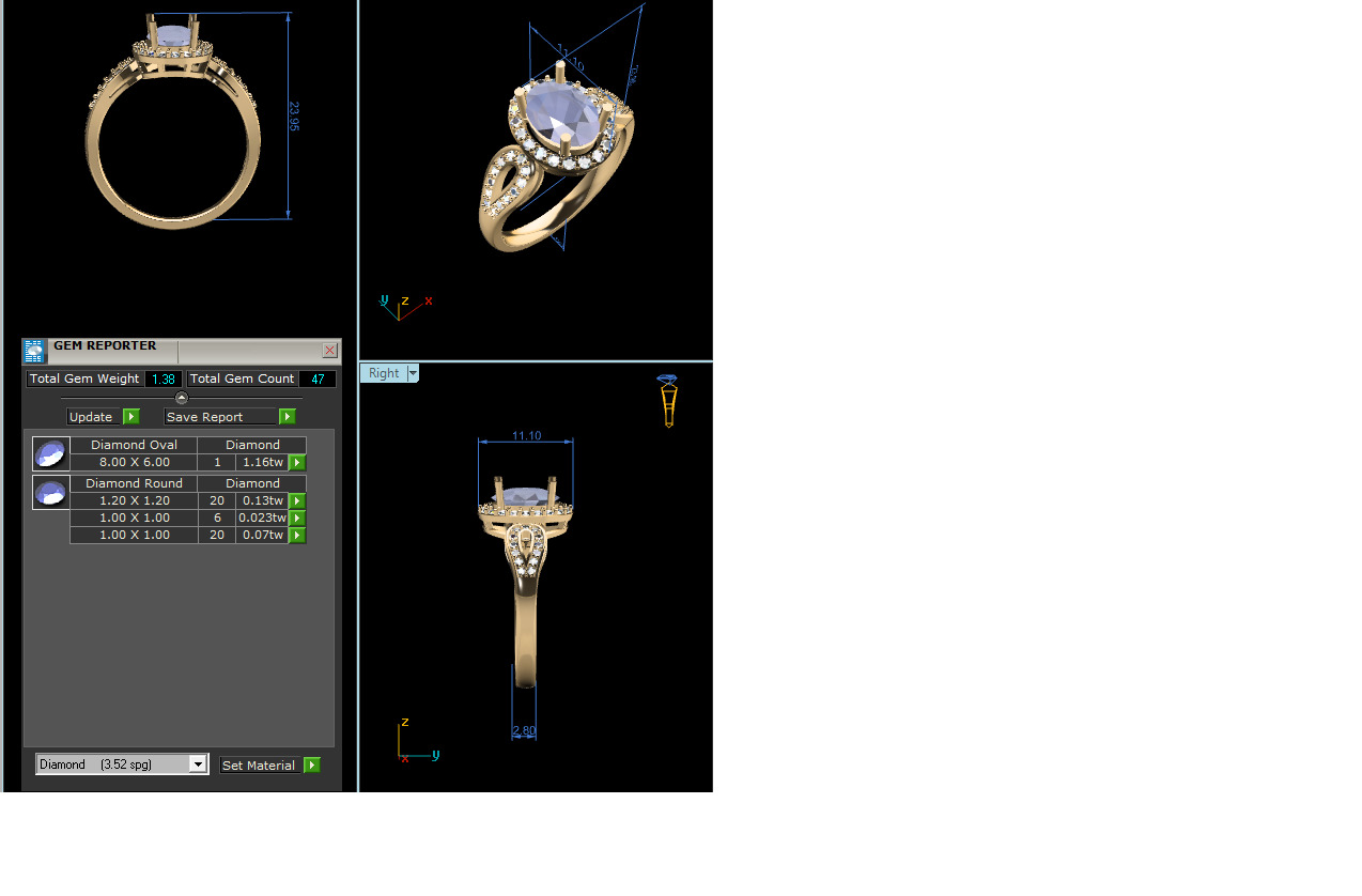 Women Ring  Render 3dm STL OBJ FBX Details 3D print model_6