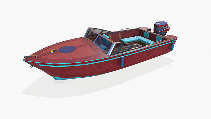 Old Vintage Speedboat Low-poly PBR Low-poly 3D model