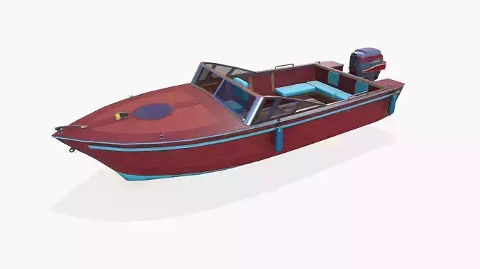 Old Vintage Speedboat Low-poly PBR