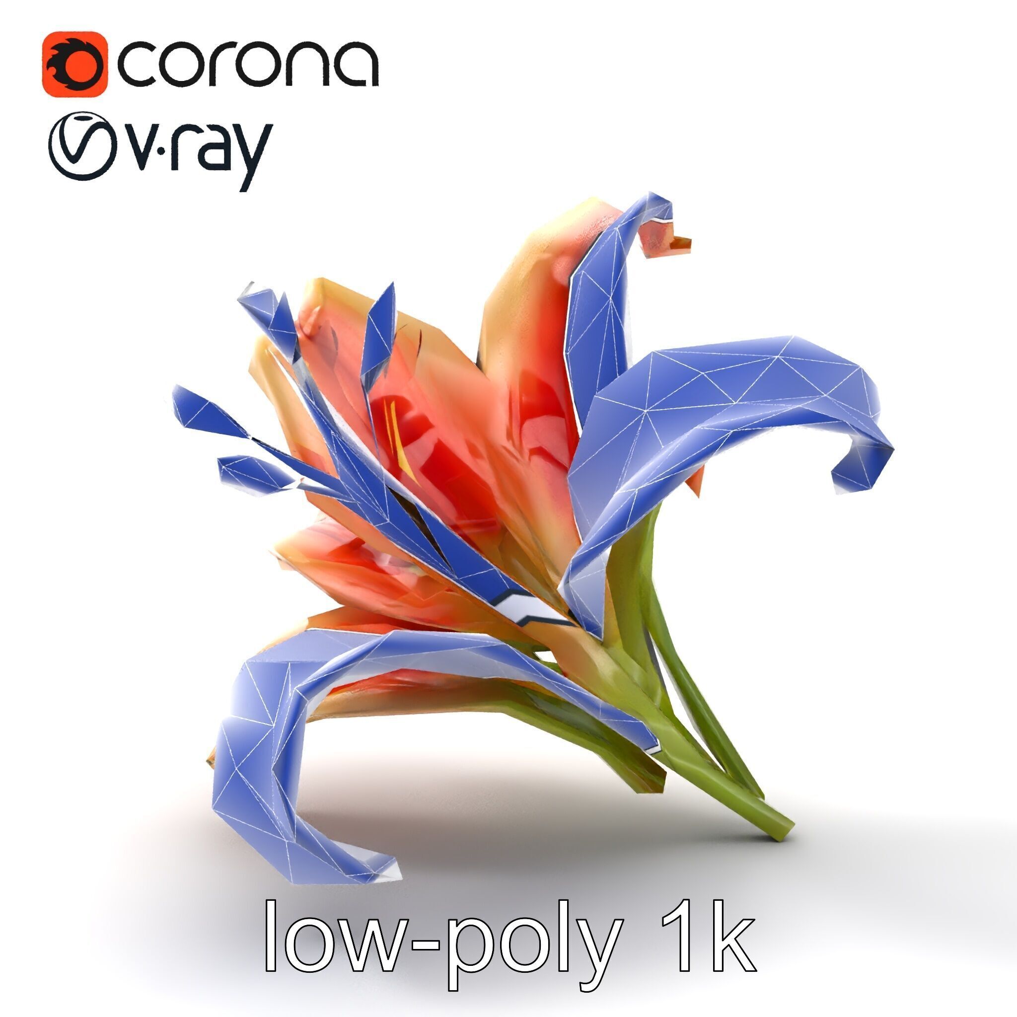 Lily Flower with Detailed Petals Model Pack Low-poly 3D model_16