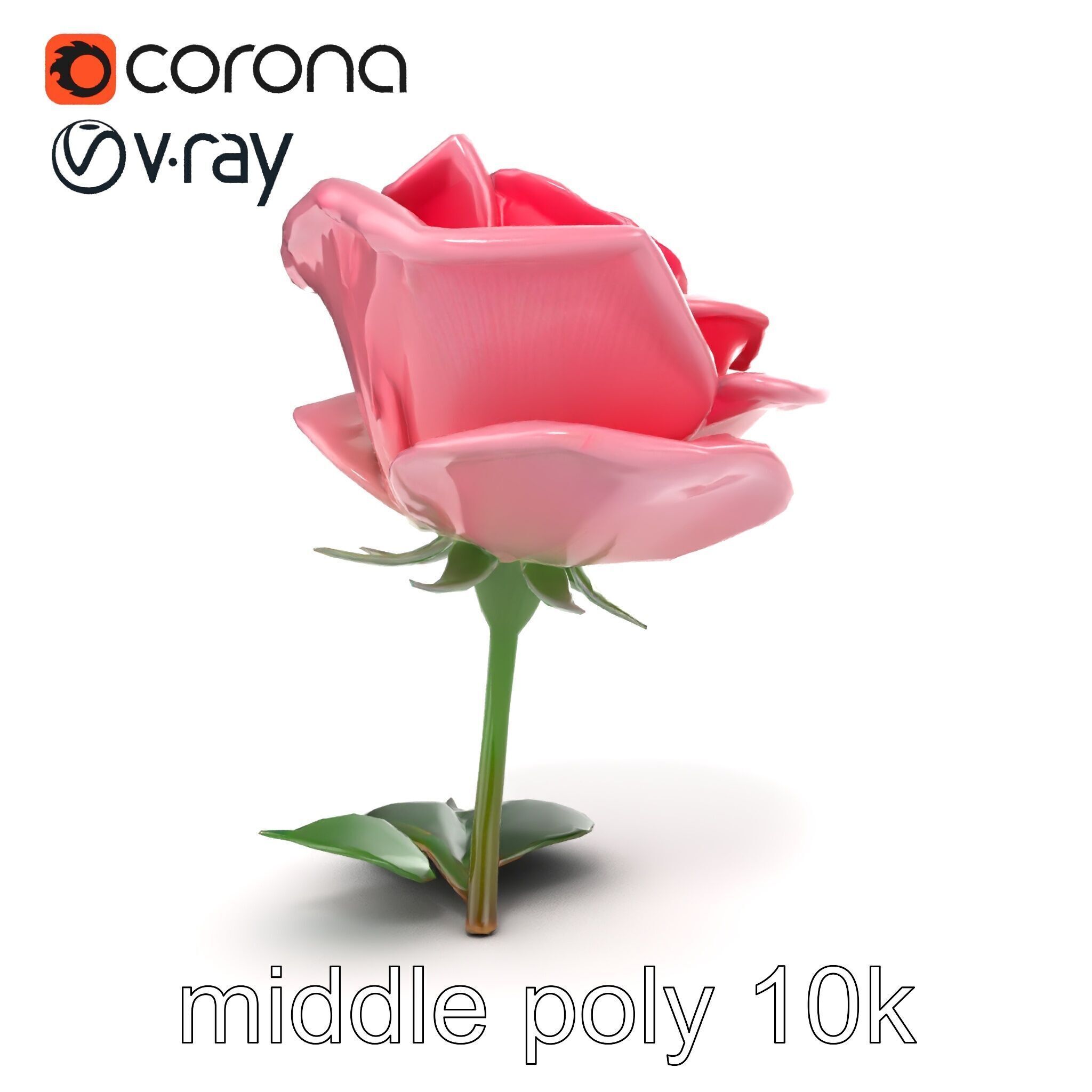 Rosa Damascena Pink Rose model pack Low-poly 3D model_23