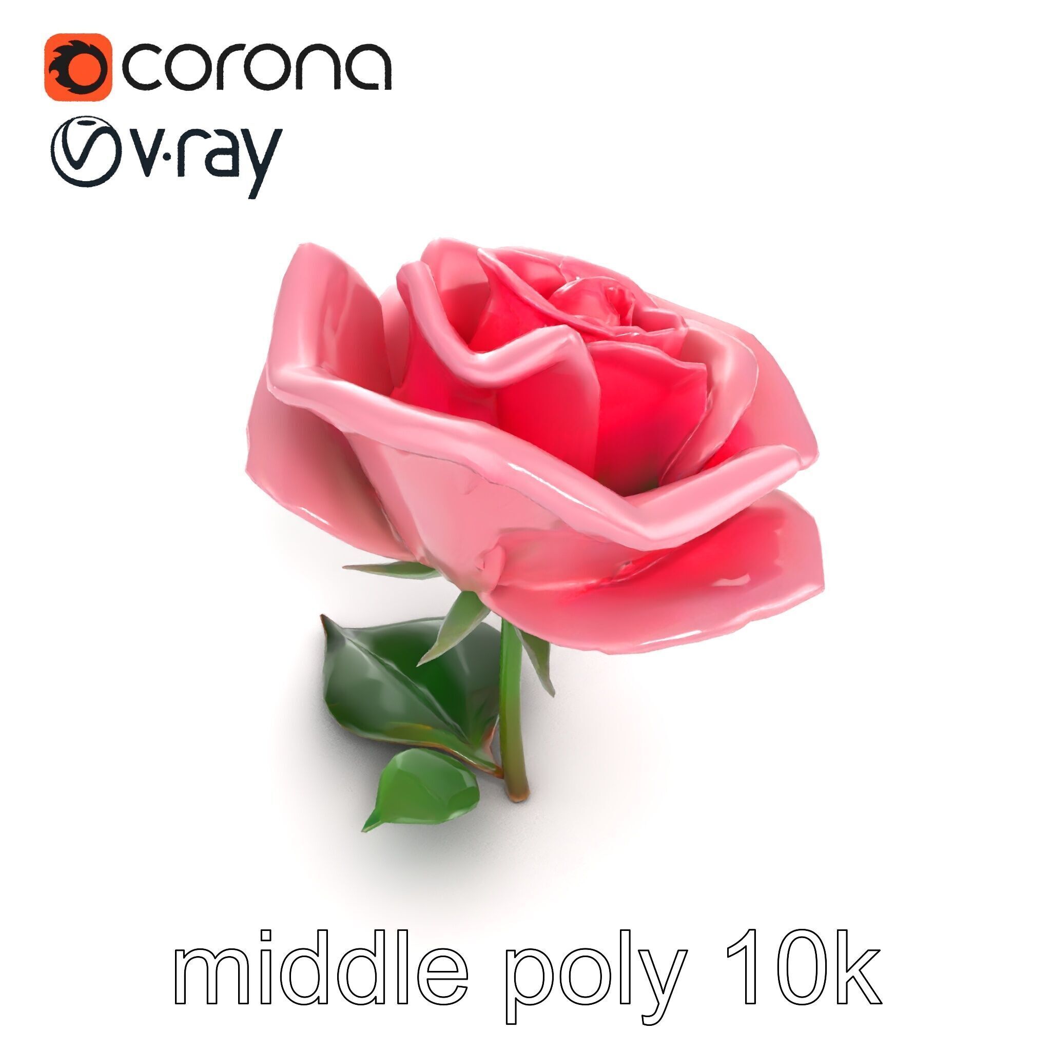 Rosa Damascena Pink Rose model pack Low-poly 3D model_11
