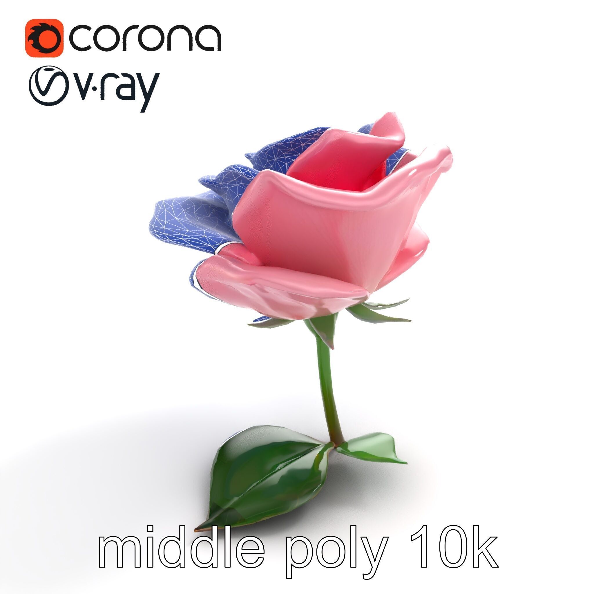 Rosa Damascena Pink Rose model pack Low-poly 3D model_15