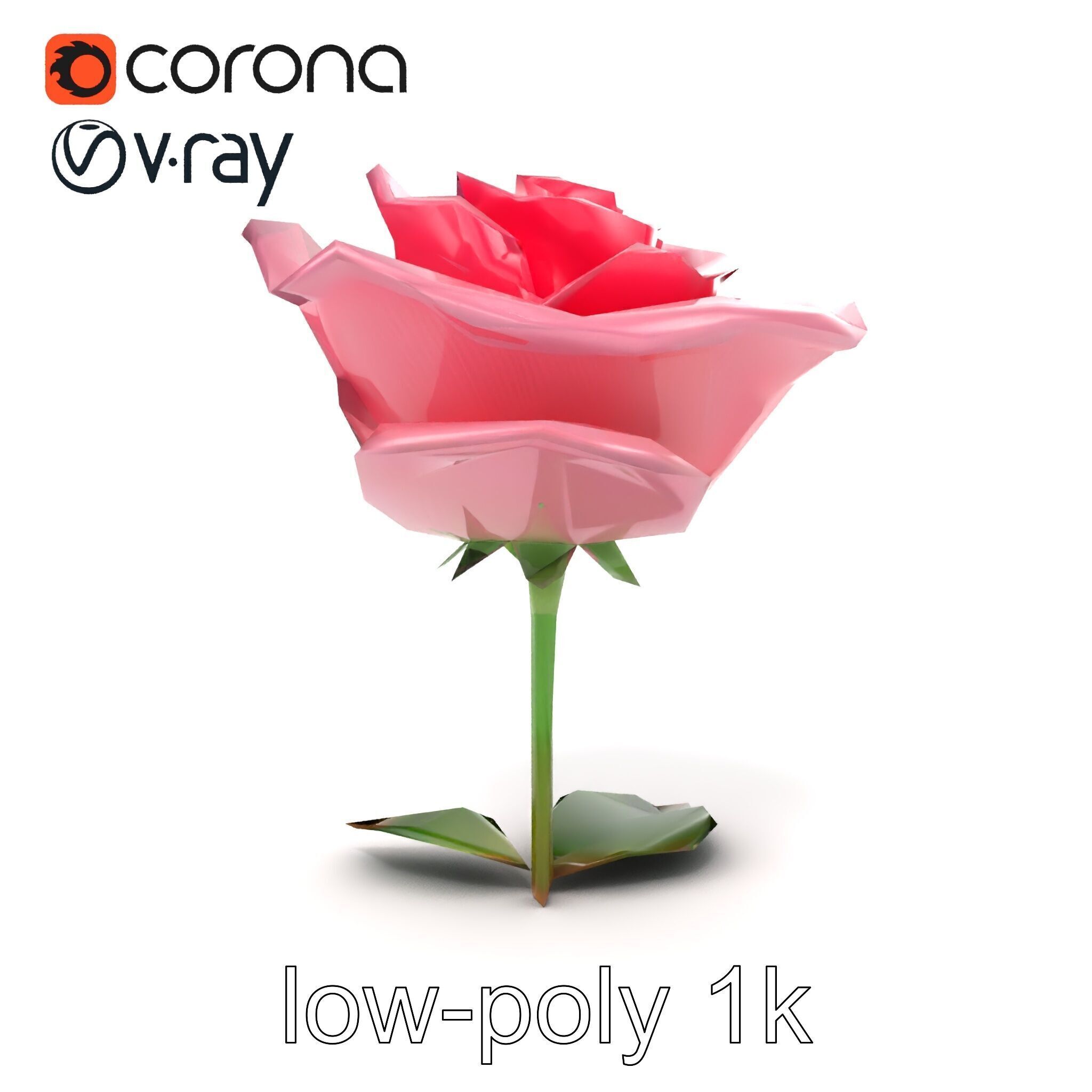 Rosa Damascena Pink Rose model pack Low-poly 3D model_16