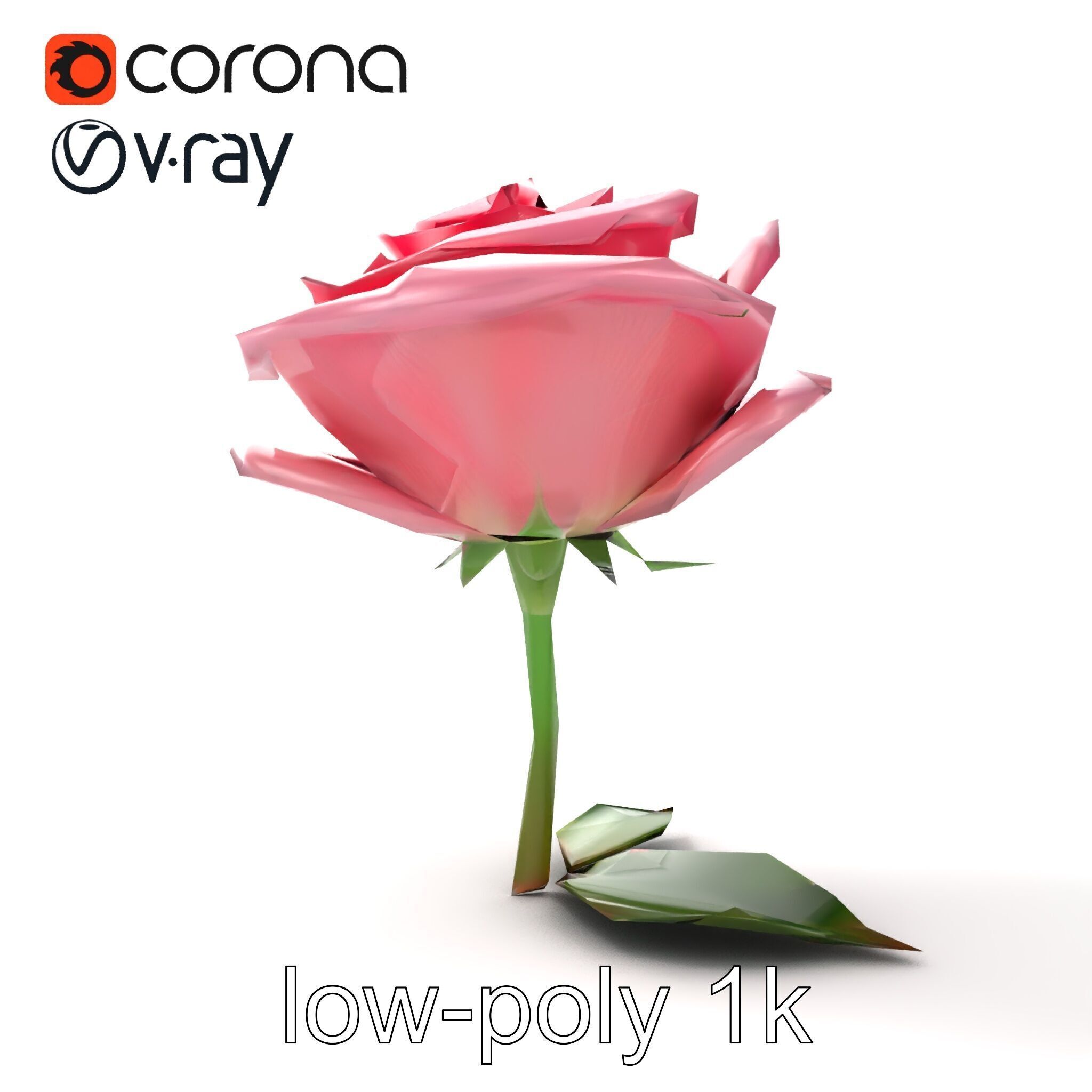 Rosa Damascena Pink Rose model pack Low-poly 3D model_19