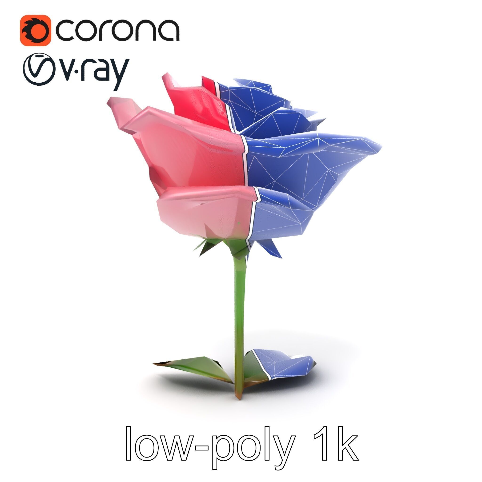 Rosa Damascena Pink Rose model pack Low-poly 3D model_25