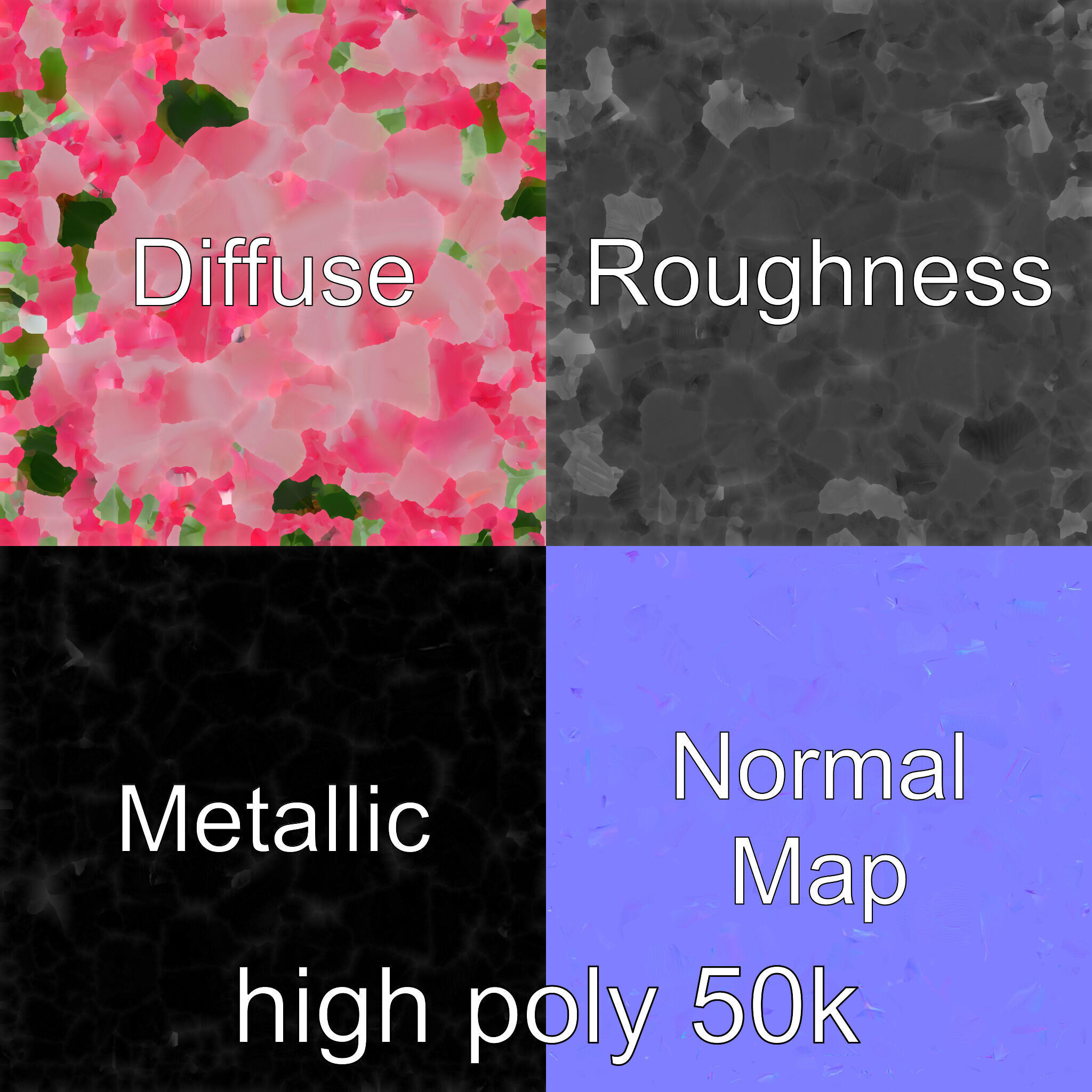 Rosa Damascena Pink Rose model pack Low-poly 3D model_3