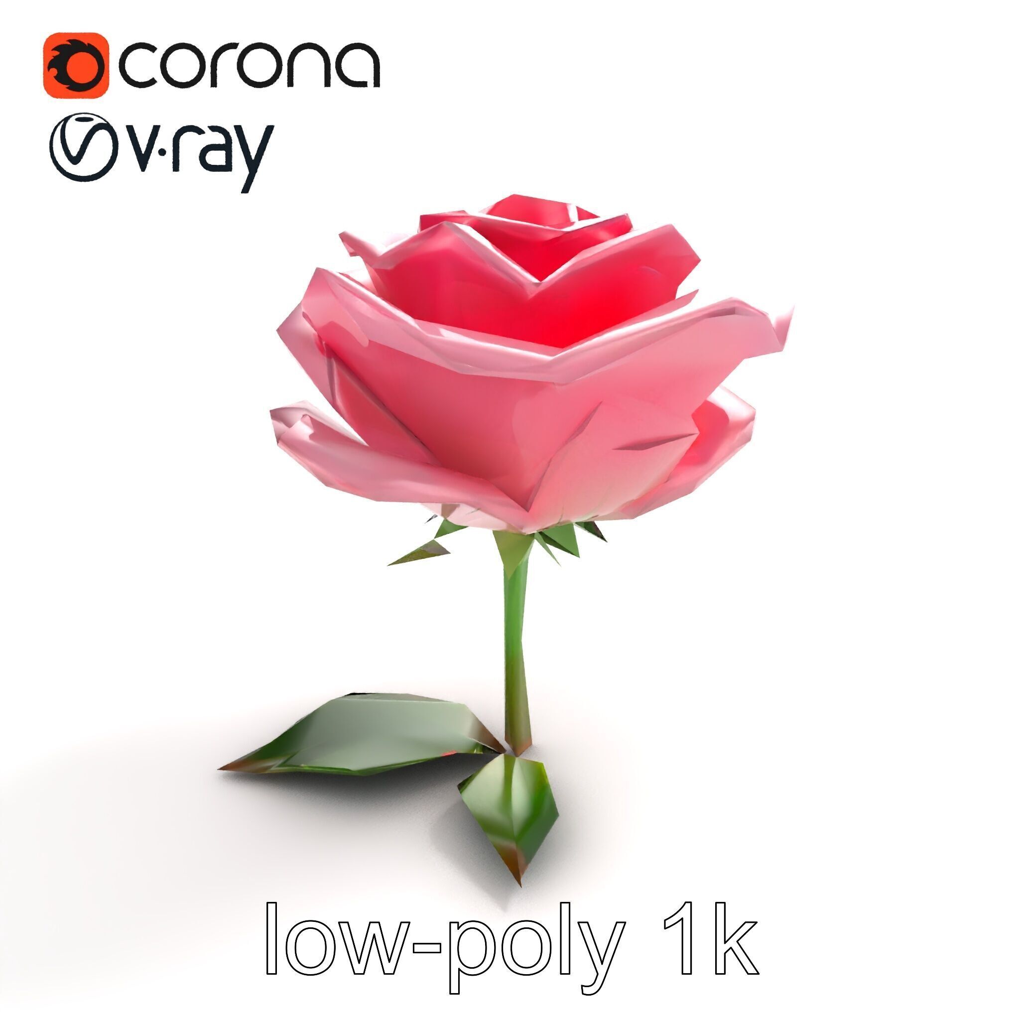Rosa Damascena Pink Rose model pack Low-poly 3D model_9