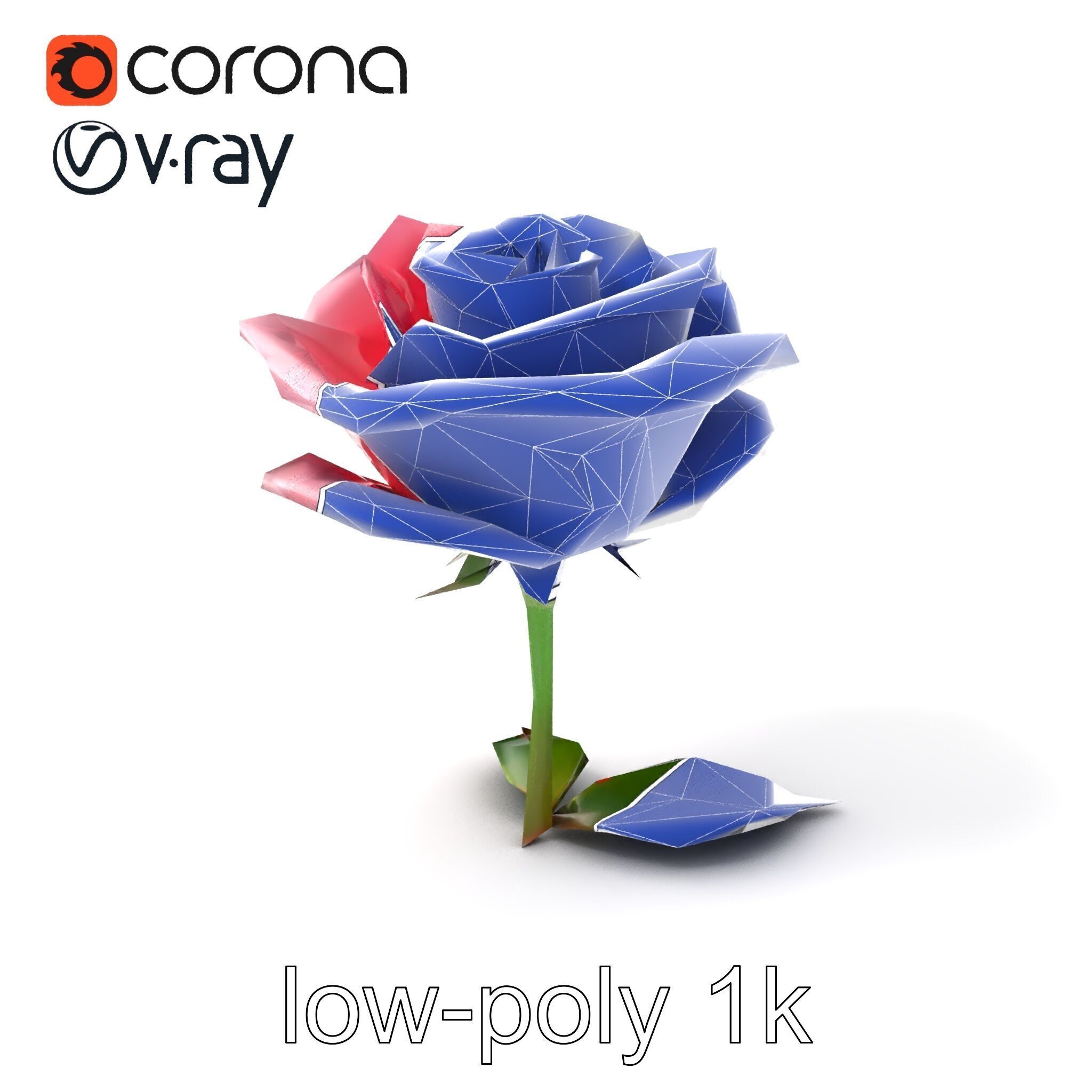 Rosa Damascena Pink Rose model pack Low-poly 3D model_7