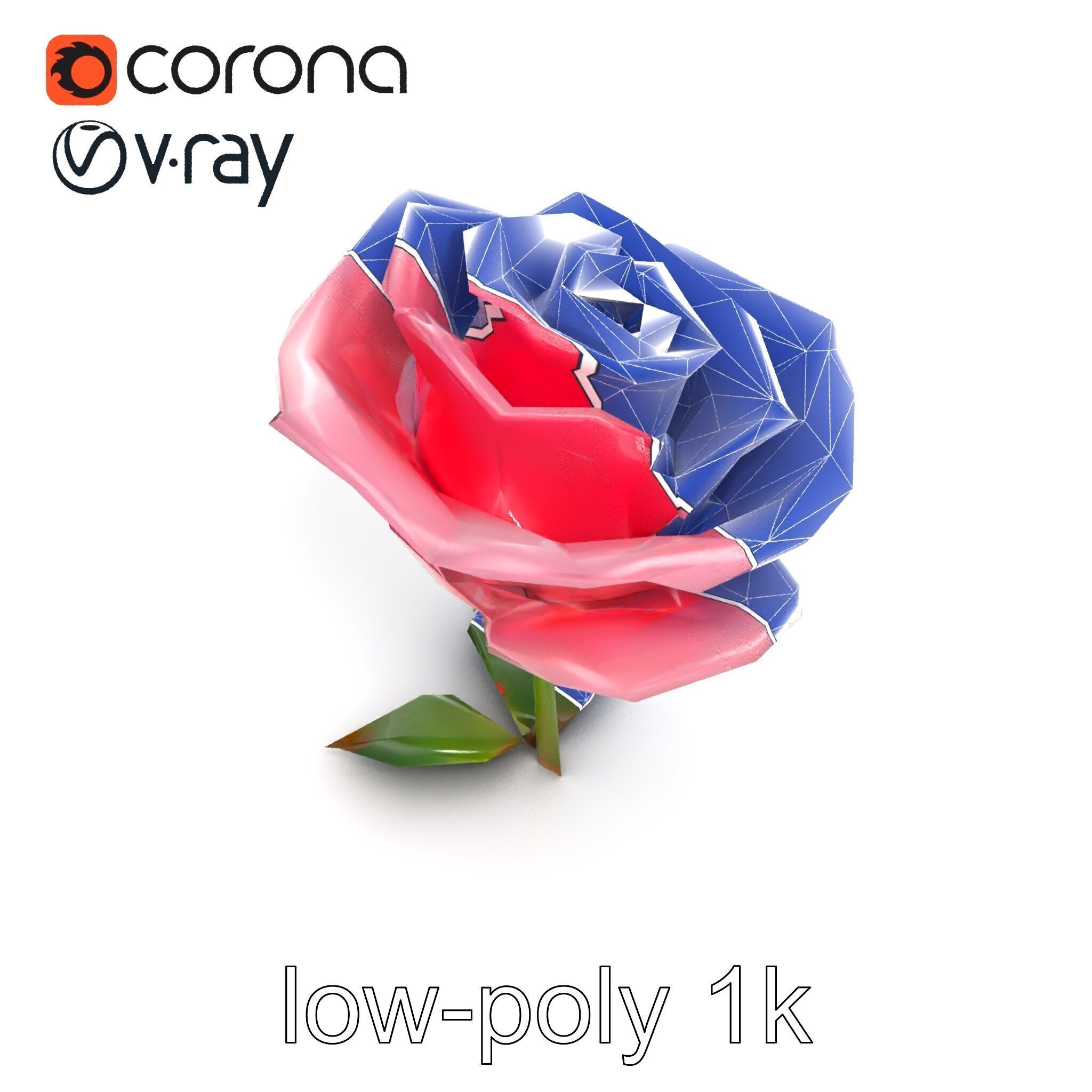 Rosa Damascena Pink Rose model pack Low-poly 3D model_12