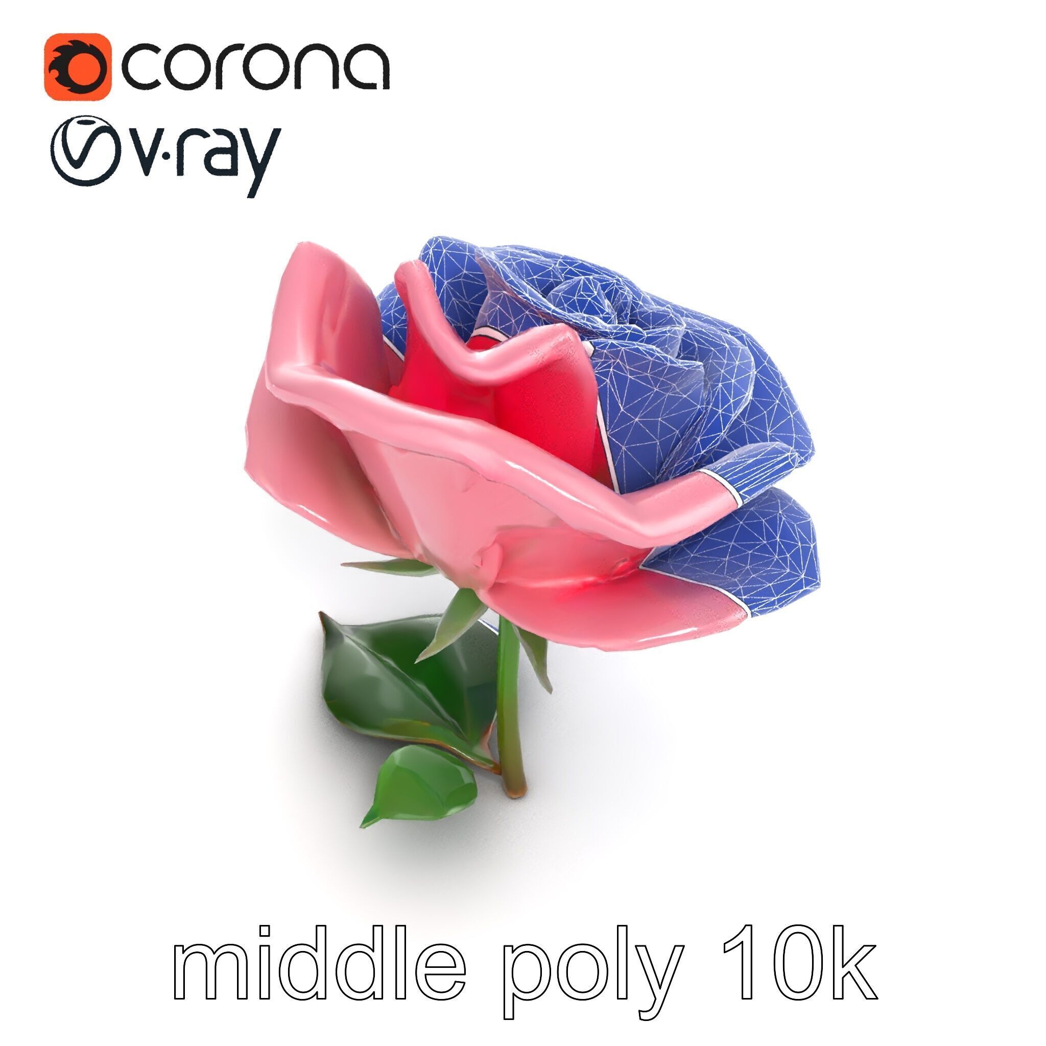 Rosa Damascena Pink Rose model pack Low-poly 3D model_21