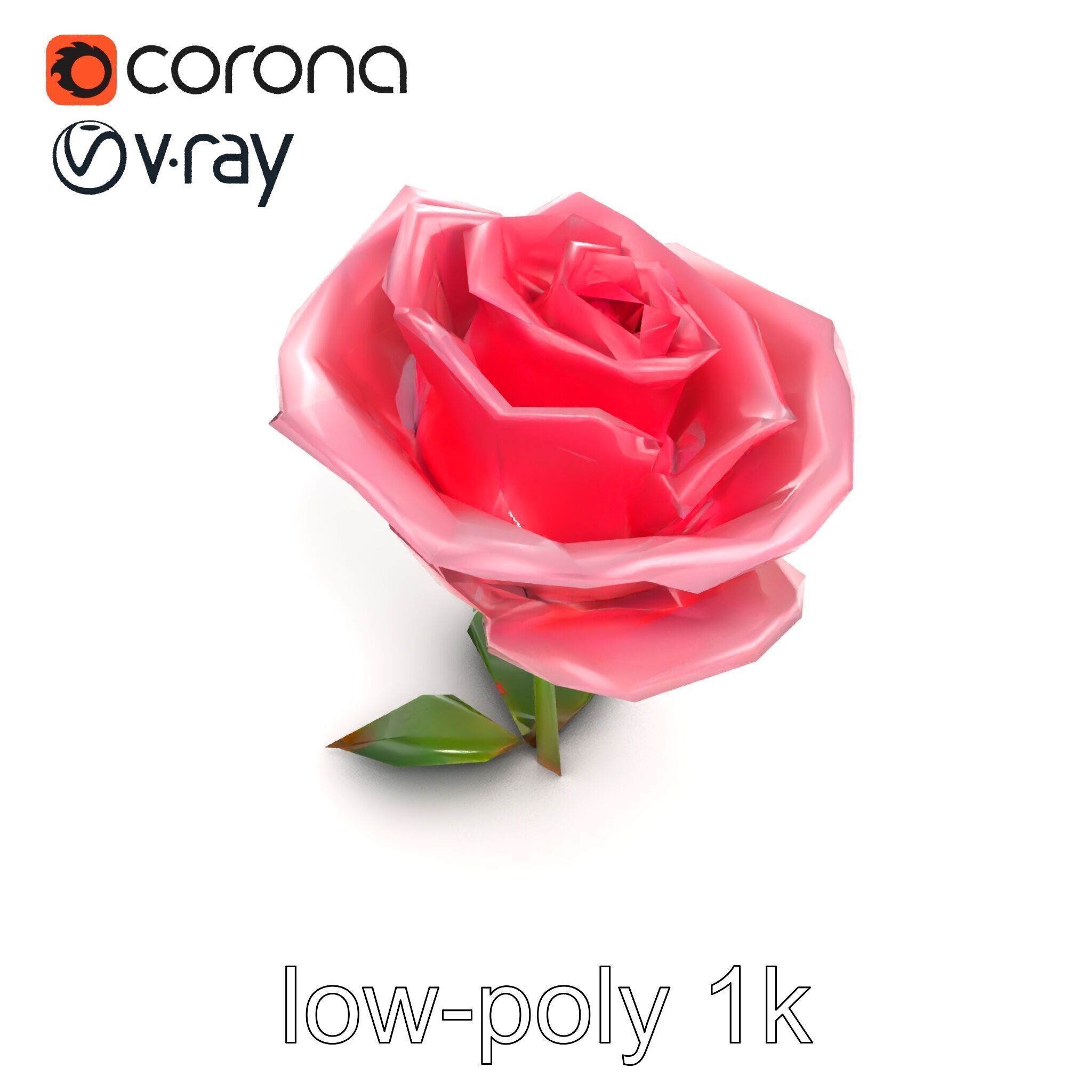 Rosa Damascena Pink Rose model pack Low-poly 3D model_28