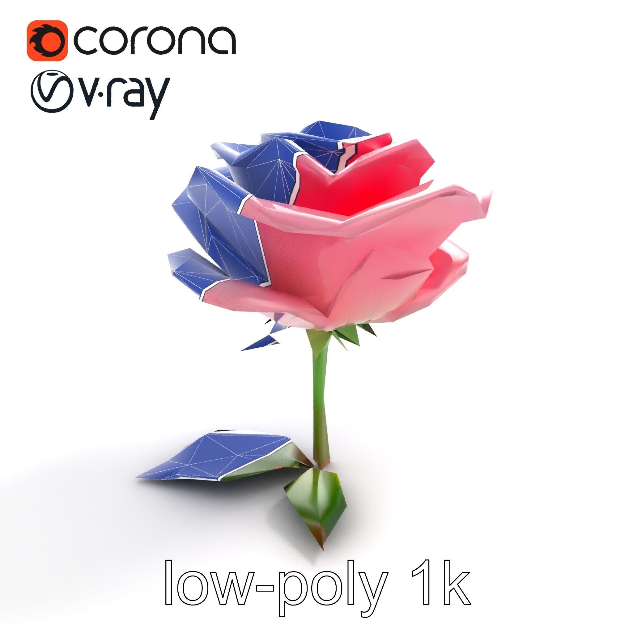 Rosa Damascena Pink Rose model pack Low-poly 3D model_31