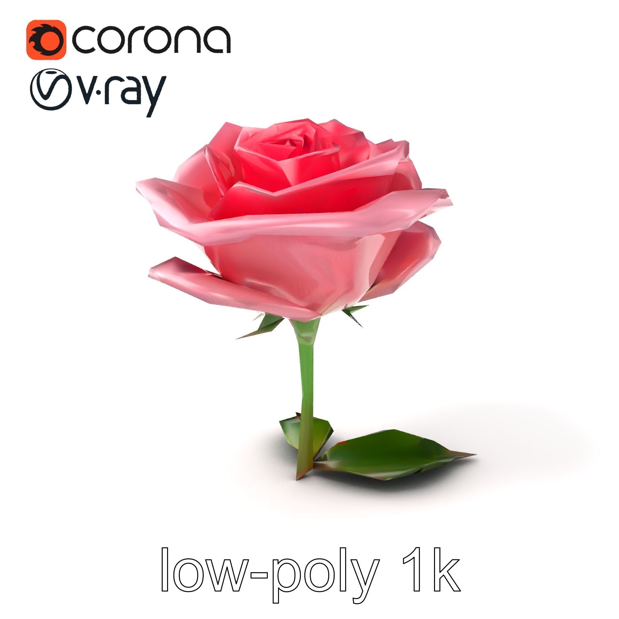 Rosa Damascena Pink Rose model pack Low-poly 3D model_5
