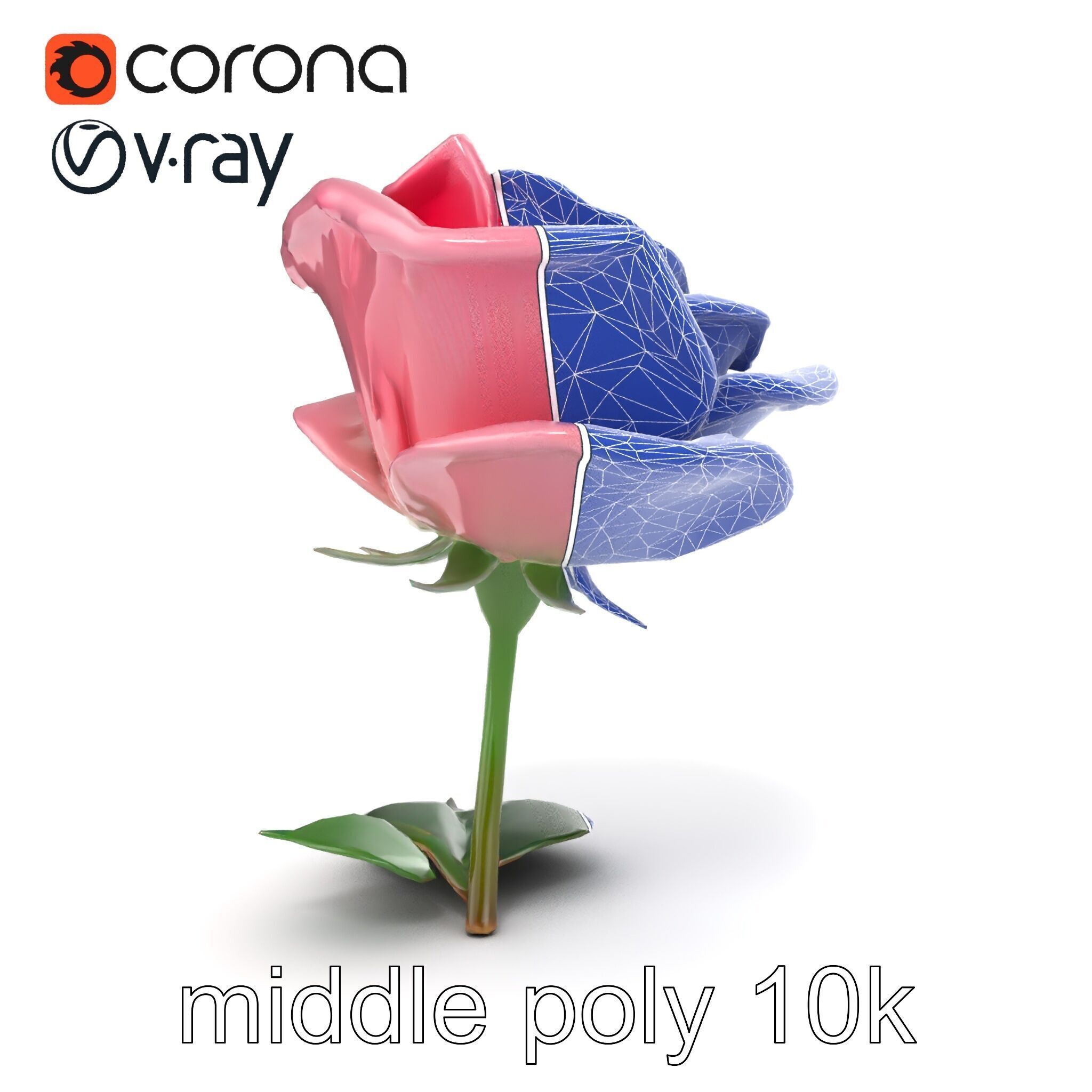 Rosa Damascena Pink Rose model pack Low-poly 3D model_29