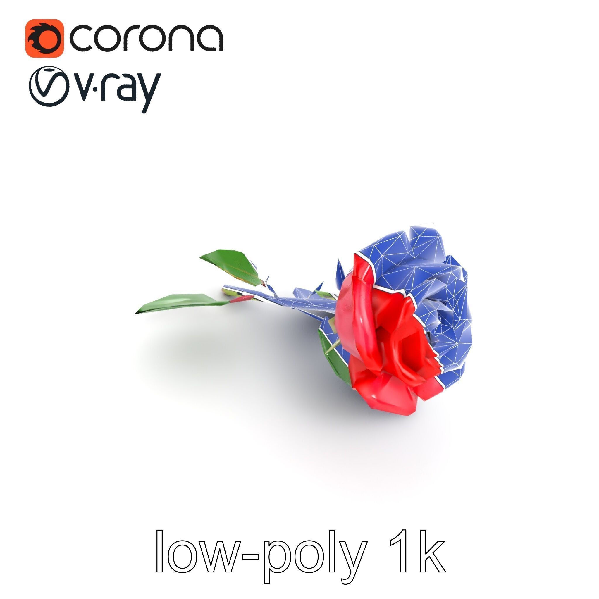 Rosa Gallica Red Rose Velvety Flower model pack Low-poly 3D model_22