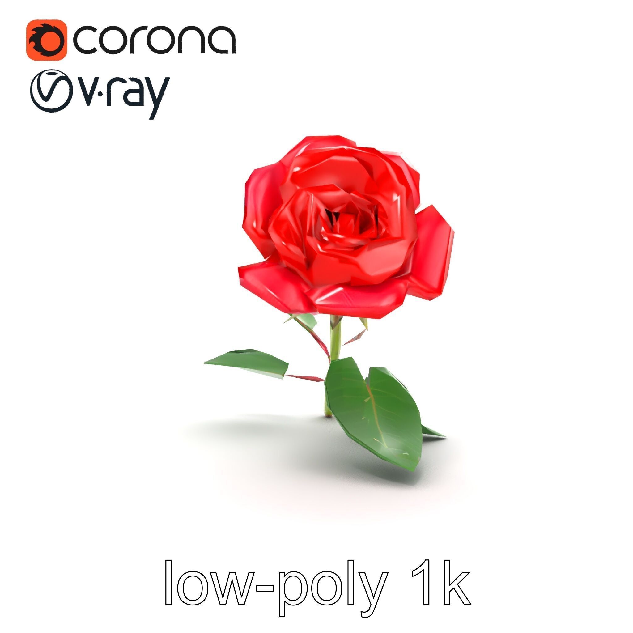 Rosa Gallica Red Rose Velvety Flower model pack Low-poly 3D model_21