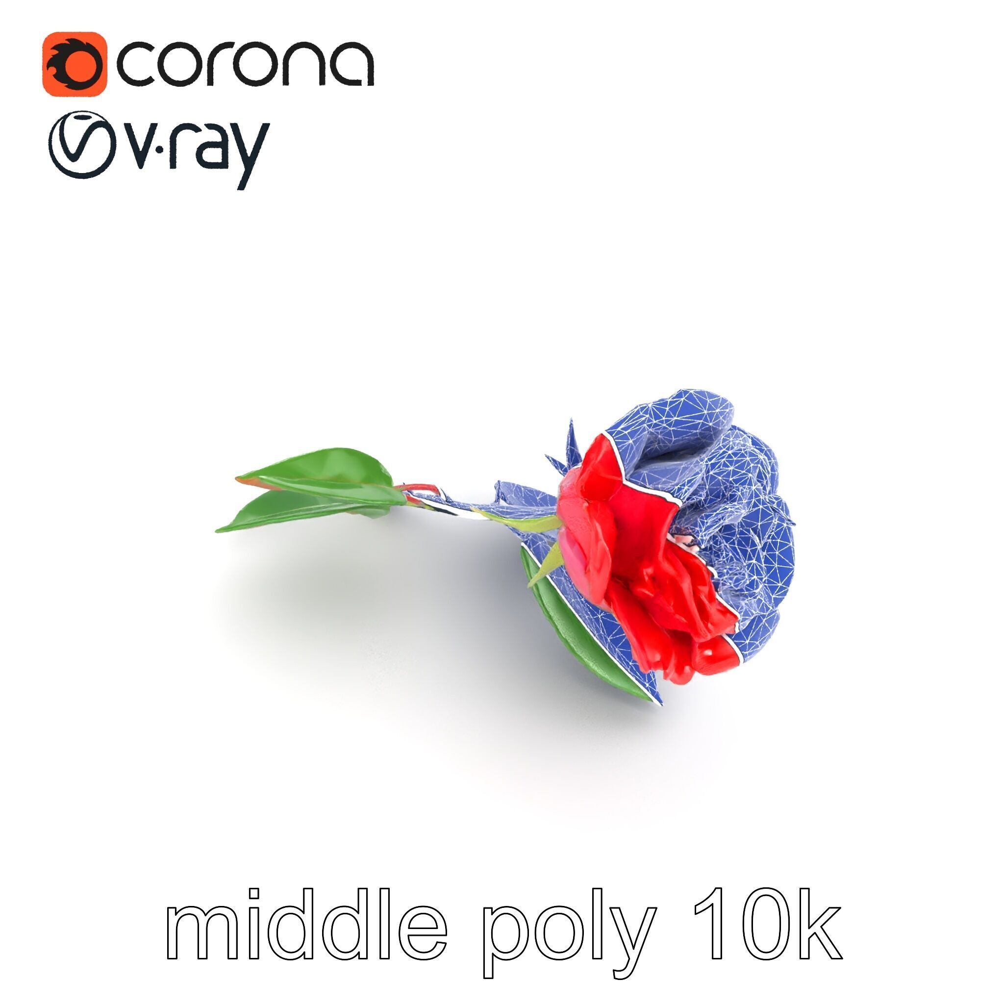 Rosa Gallica Red Rose Velvety Flower model pack Low-poly 3D model_10