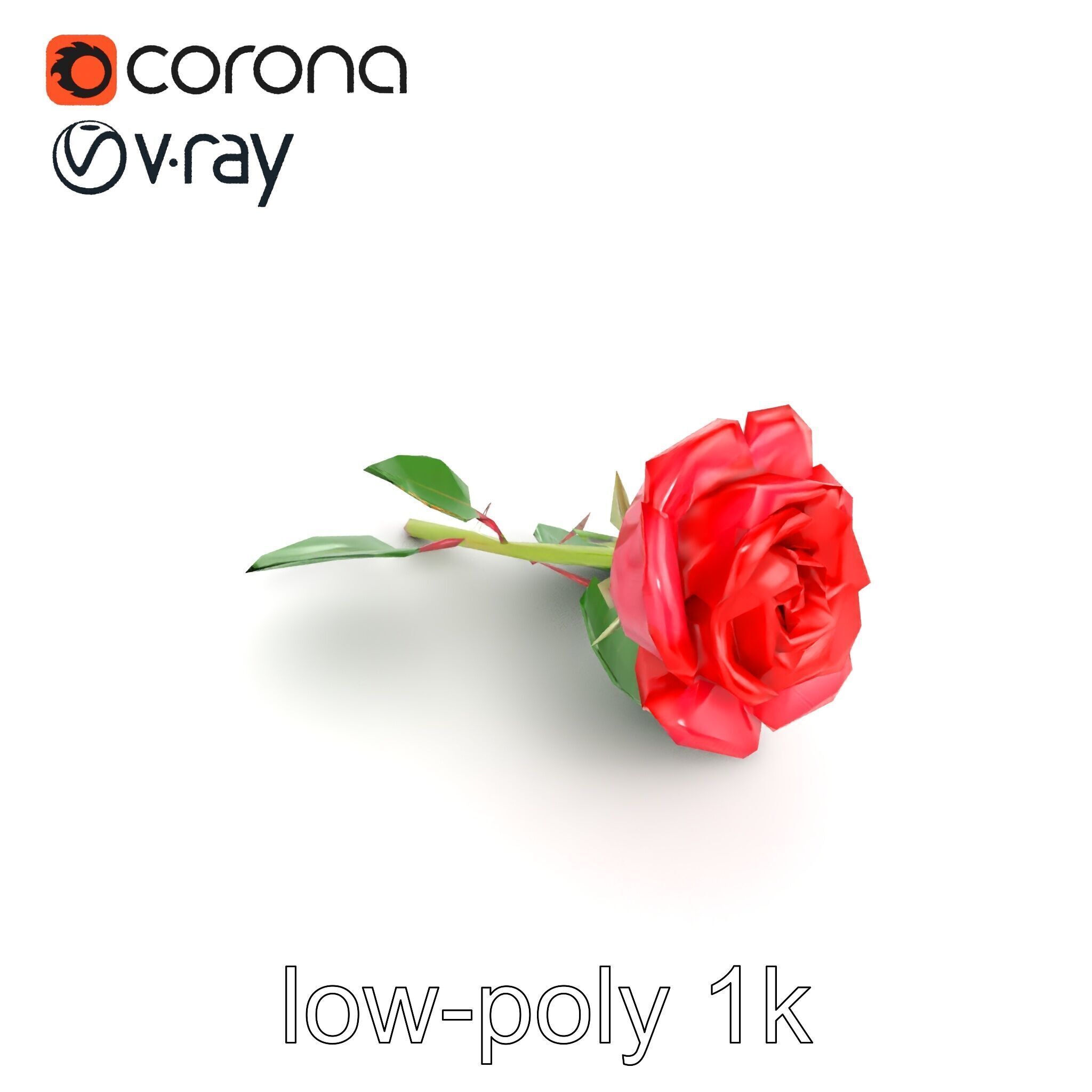 Rosa Gallica Red Rose Velvety Flower model pack Low-poly 3D model_15