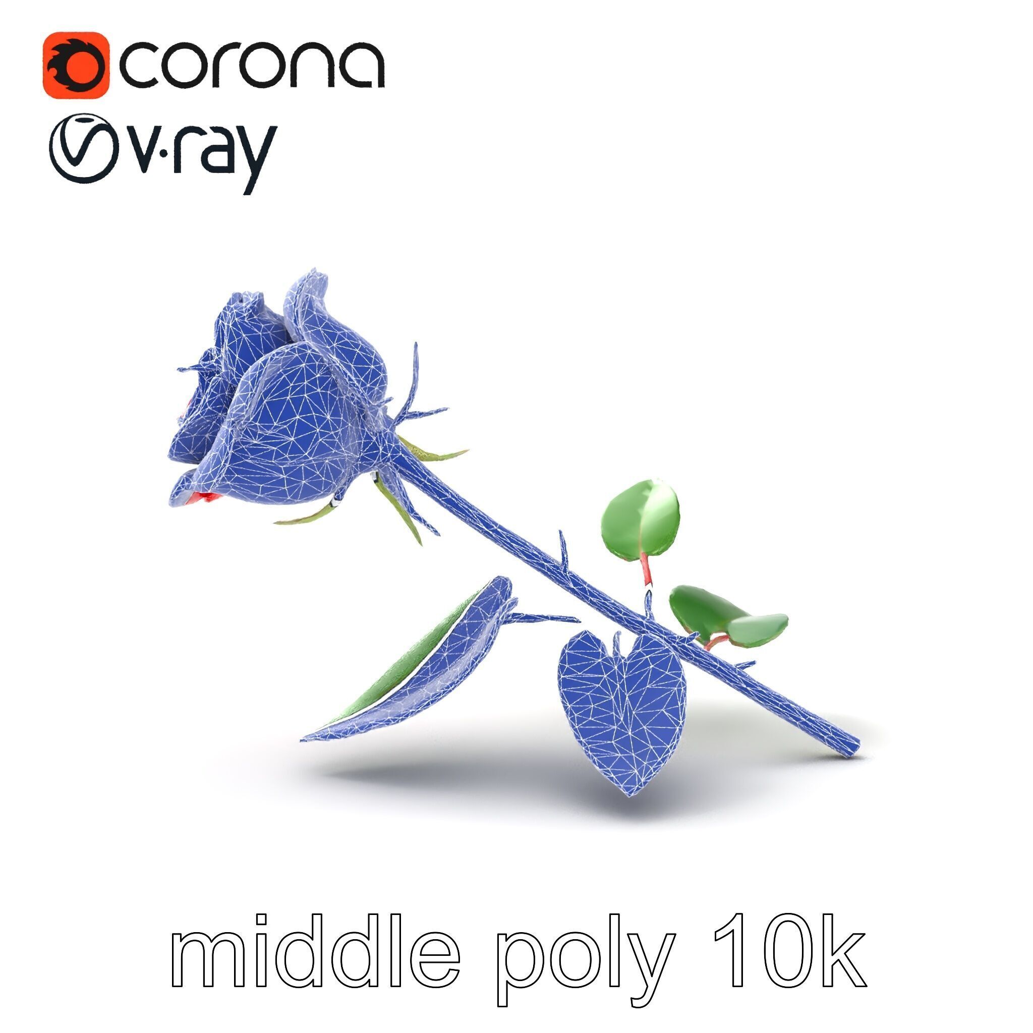 Rosa Gallica Red Rose Velvety Flower model pack Low-poly 3D model_26