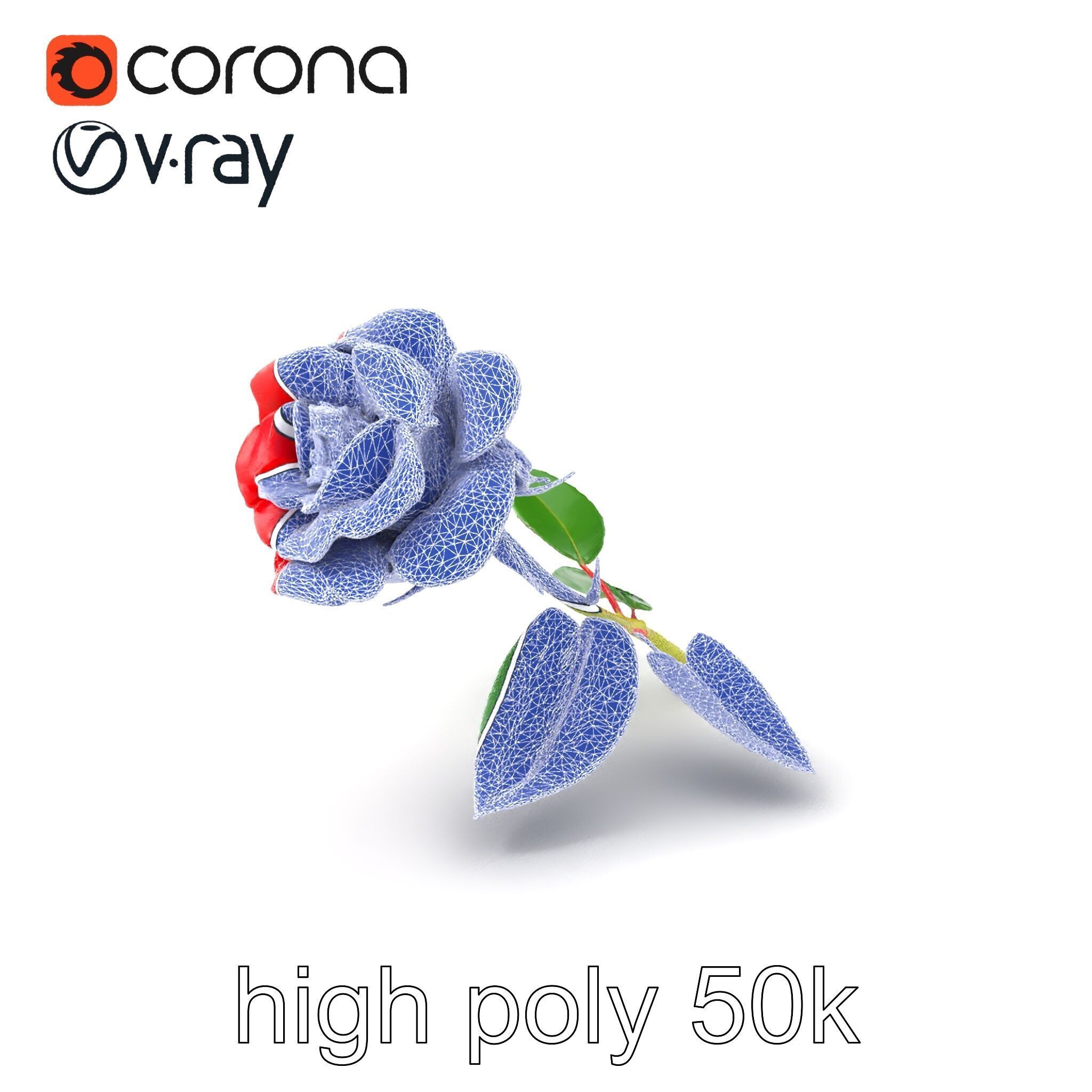 Rosa Gallica Red Rose Velvety Flower model pack Low-poly 3D model_1