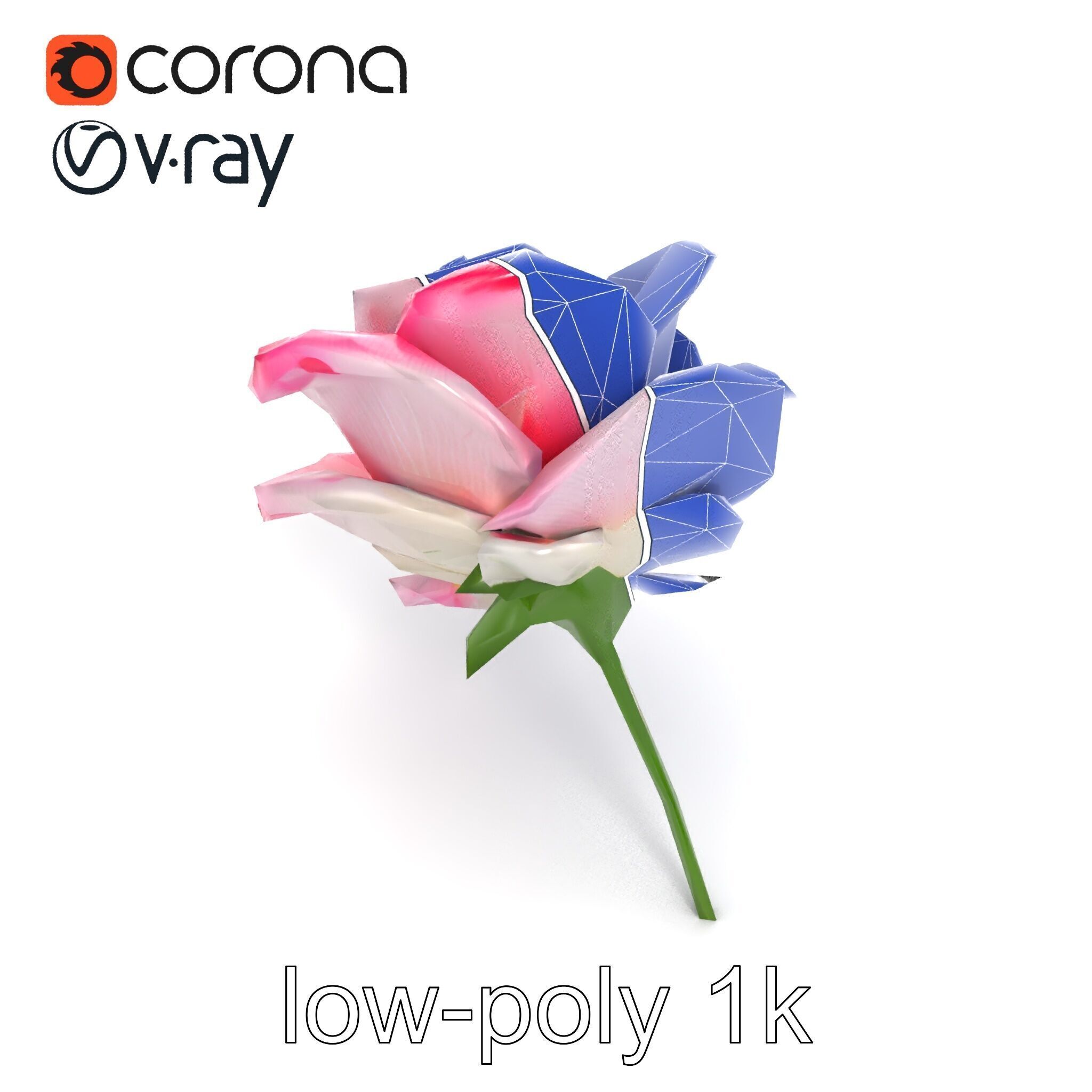 Rosa Odorata Tea Rose Large Flowers model pack Low-poly 3D model_27