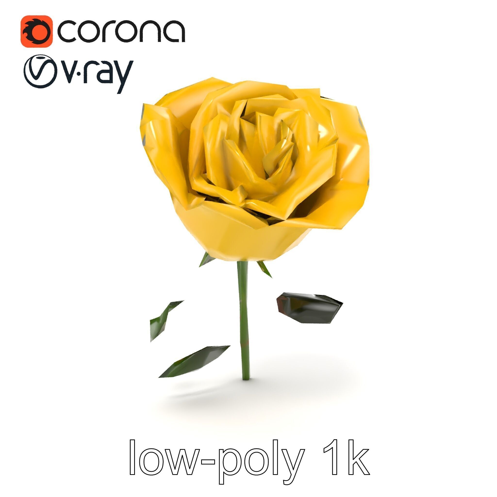 Rosa Foetida Yellow Rose Detailed Model Pack Low-poly 3D model_15