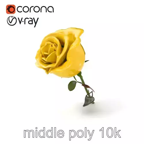 Rosa Foetida Yellow Rose Detailed Model Pack Low-poly 3D model