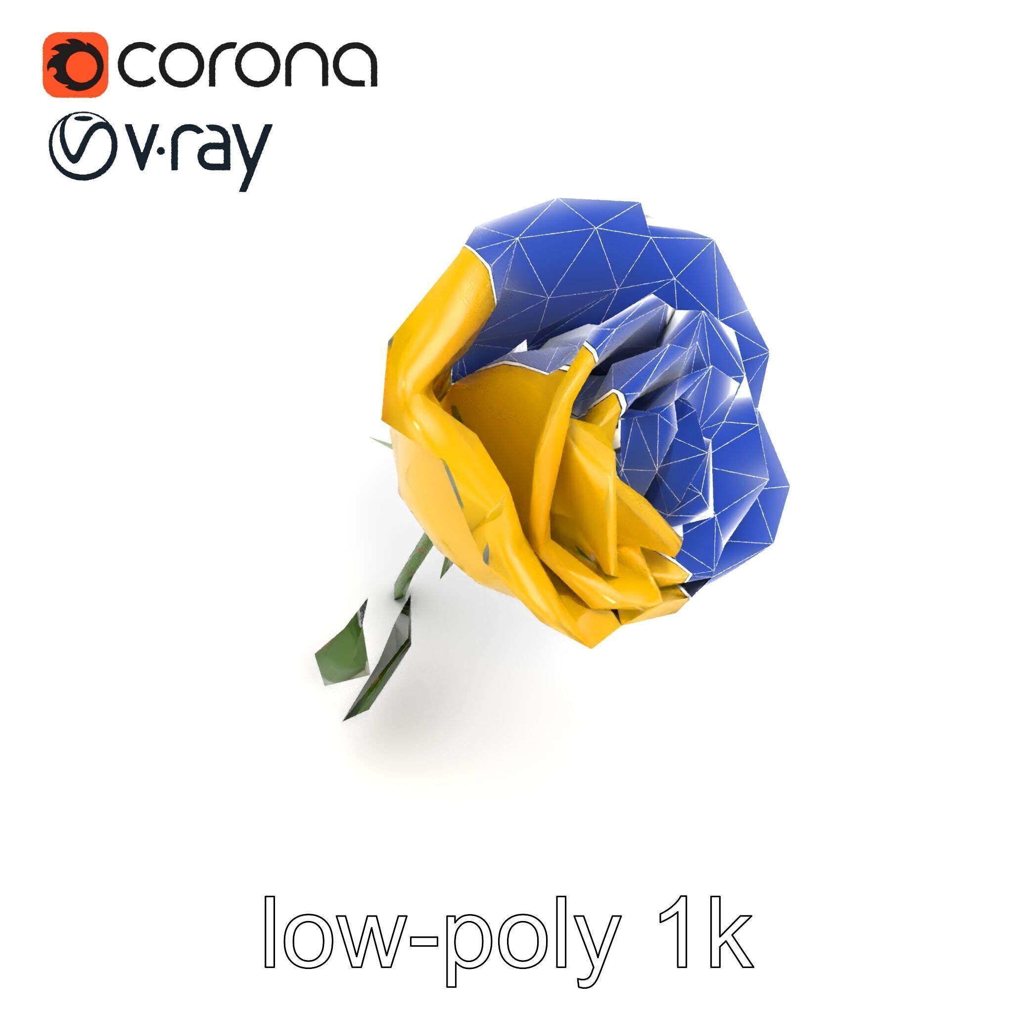 Rosa Foetida Yellow Rose Detailed Model Pack Low-poly 3D model_19