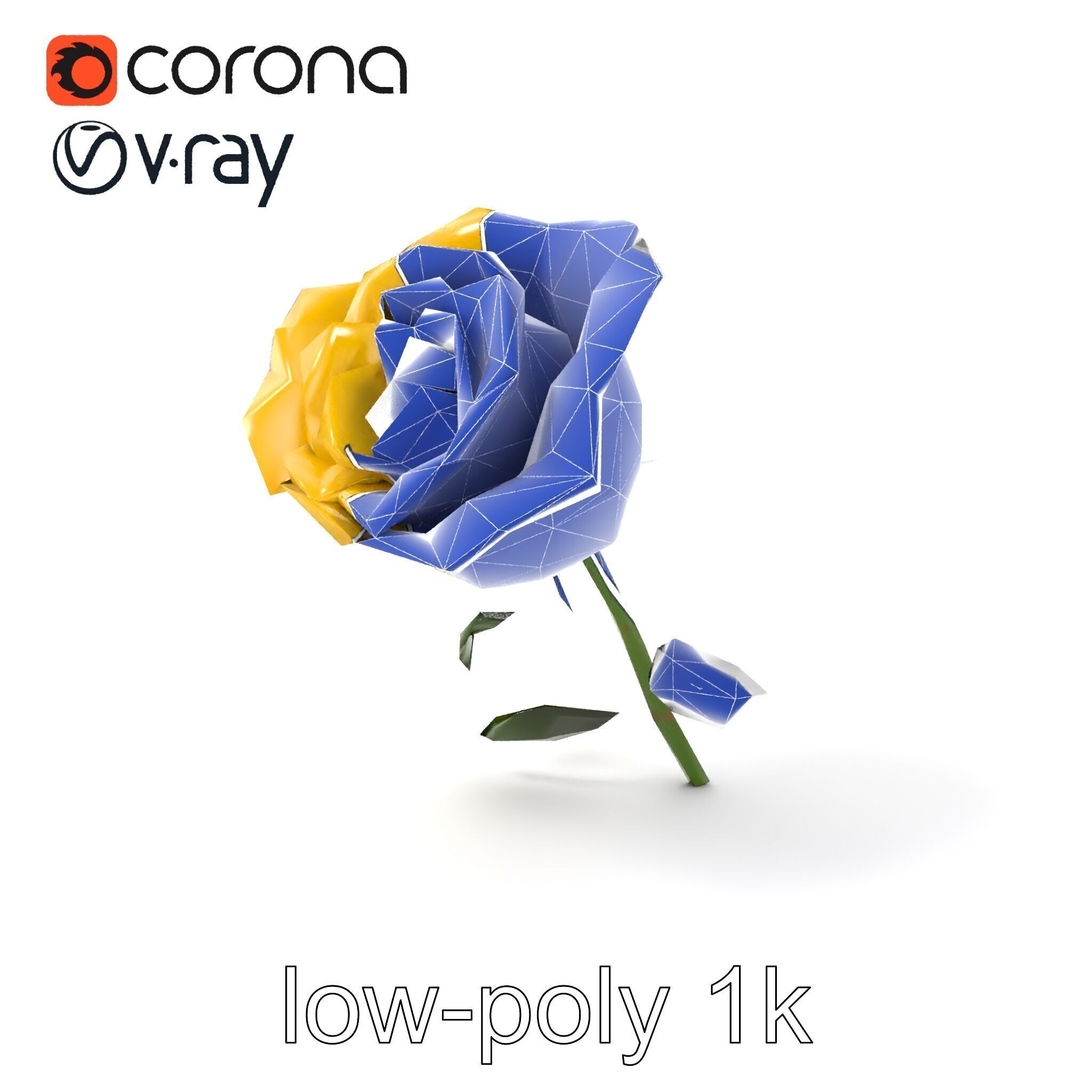 Rosa Foetida Yellow Rose Detailed Model Pack Low-poly 3D model_6