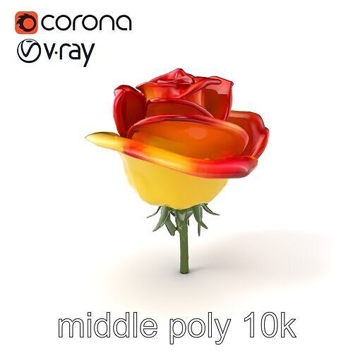 Rosa Bicolor Gradient Rose Flower model pack Low-poly 3D model