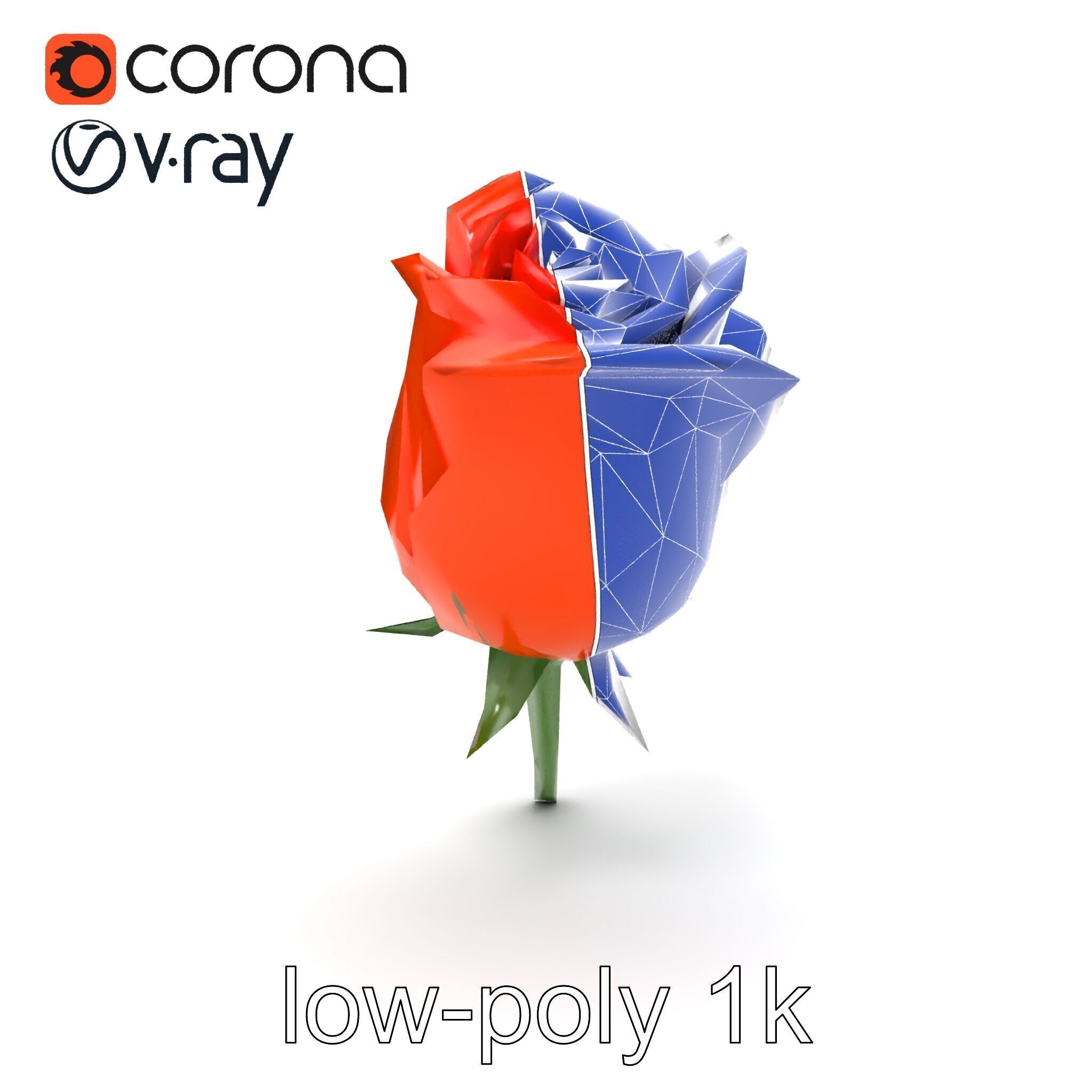 Rosa Orange Rose with Red Tips model pack Low-poly 3D model_23