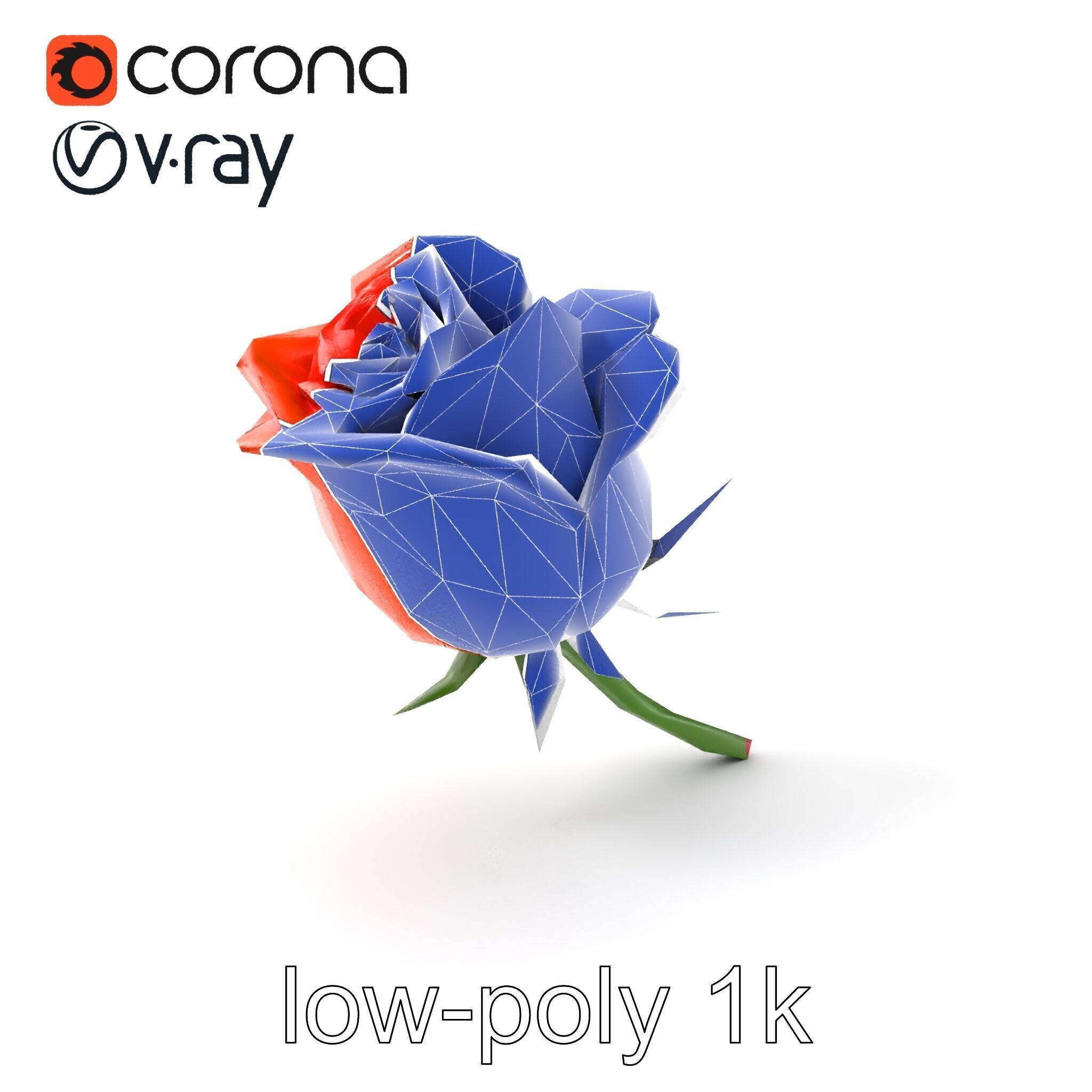 Rosa Orange Rose with Red Tips model pack Low-poly 3D model_7