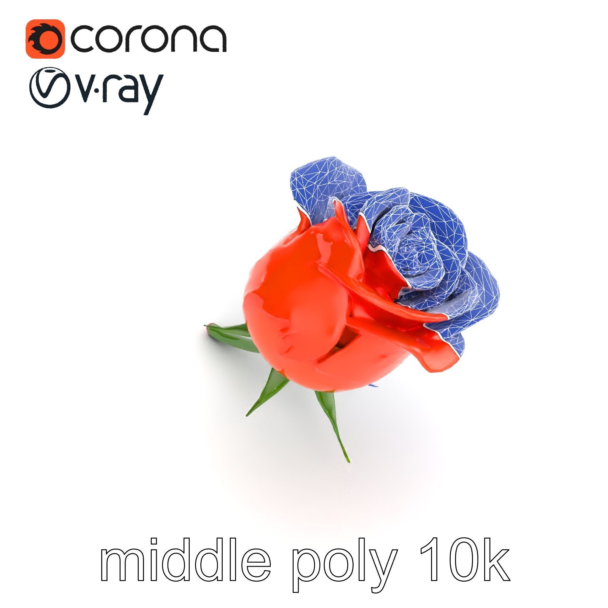 Rosa Orange Rose with Red Tips model pack Low-poly 3D model_21
