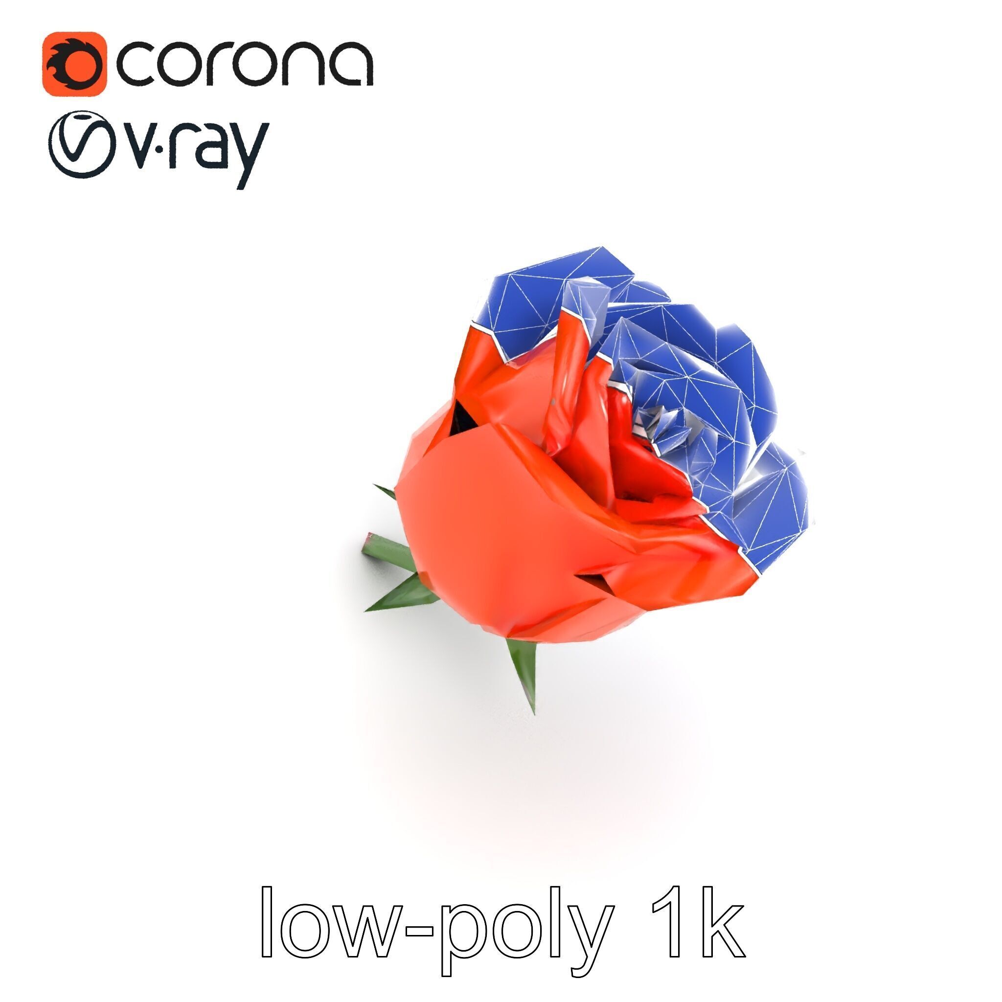 Rosa Orange Rose with Red Tips model pack Low-poly 3D model_26