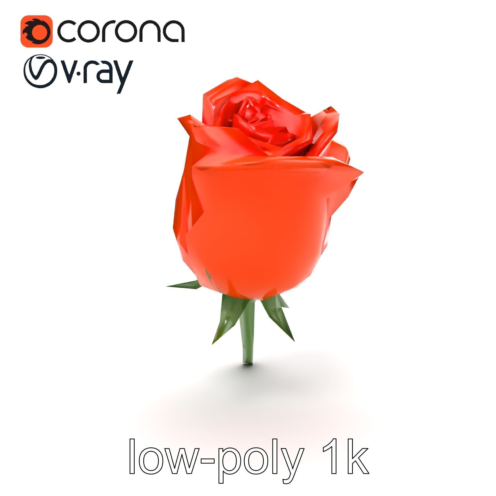Rosa Orange Rose with Red Tips model pack Low-poly 3D model_22