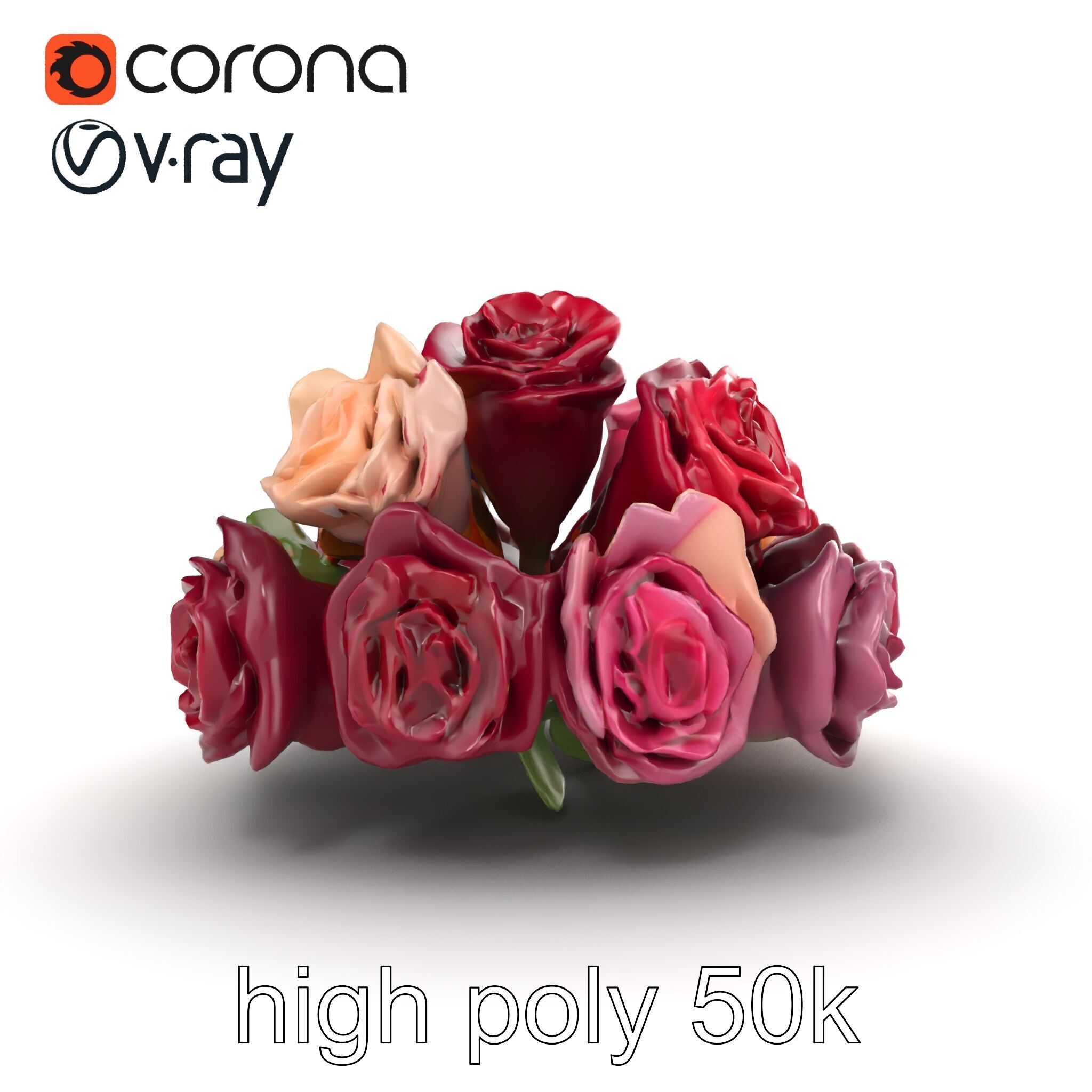 Realistic Rose Collection model pack Low-poly 3D model_13