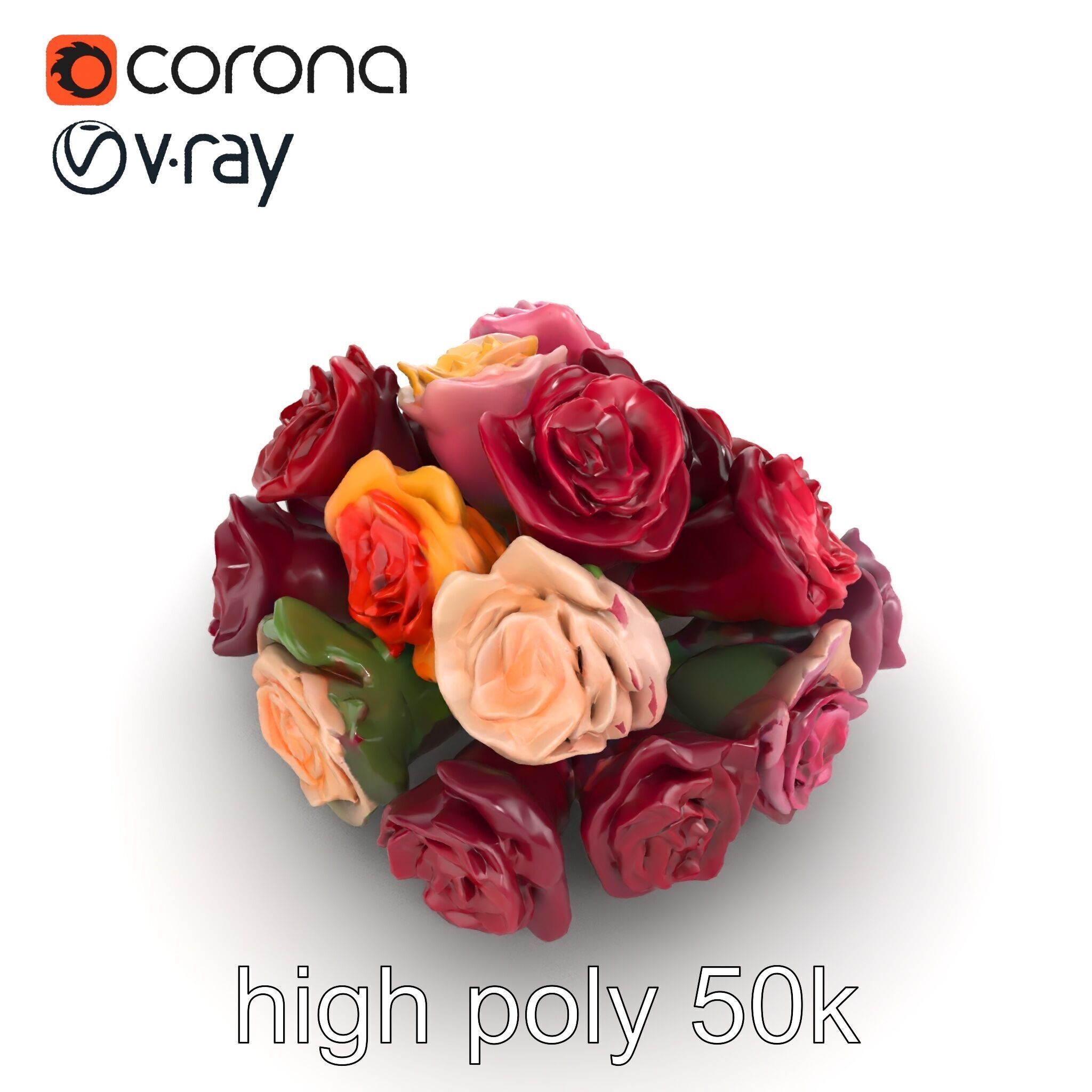 Realistic Rose Collection model pack Low-poly 3D model_27