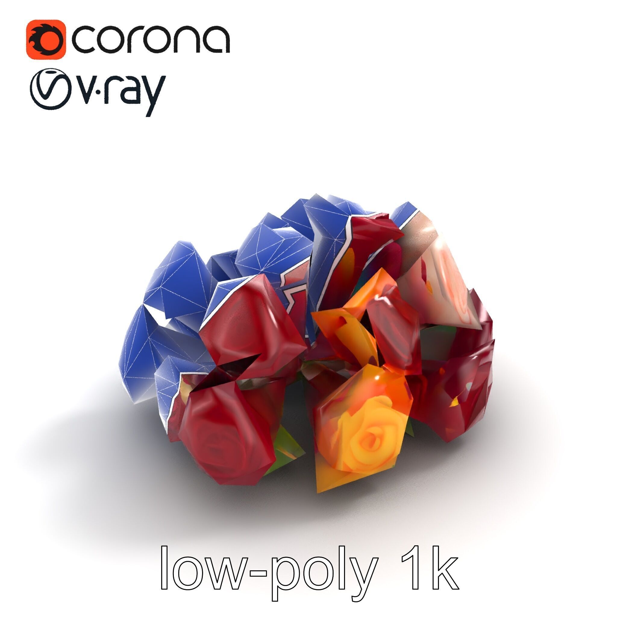 Realistic Rose Collection model pack Low-poly 3D model_31