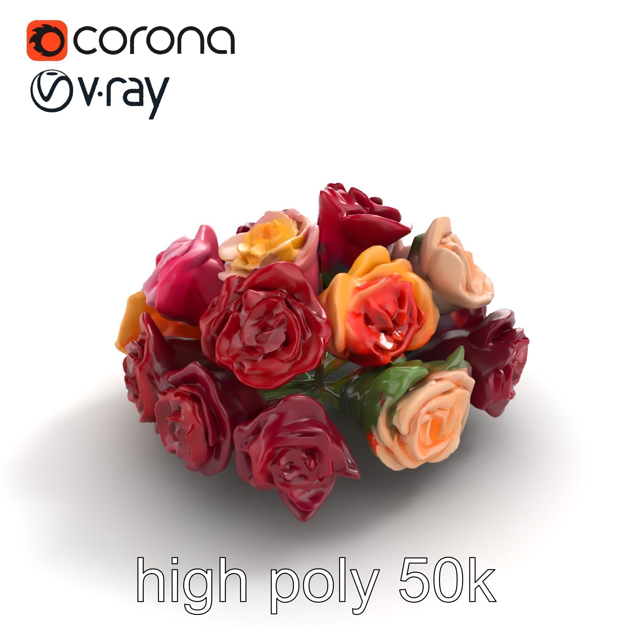 Realistic Rose Collection model pack Low-poly 3D model_20