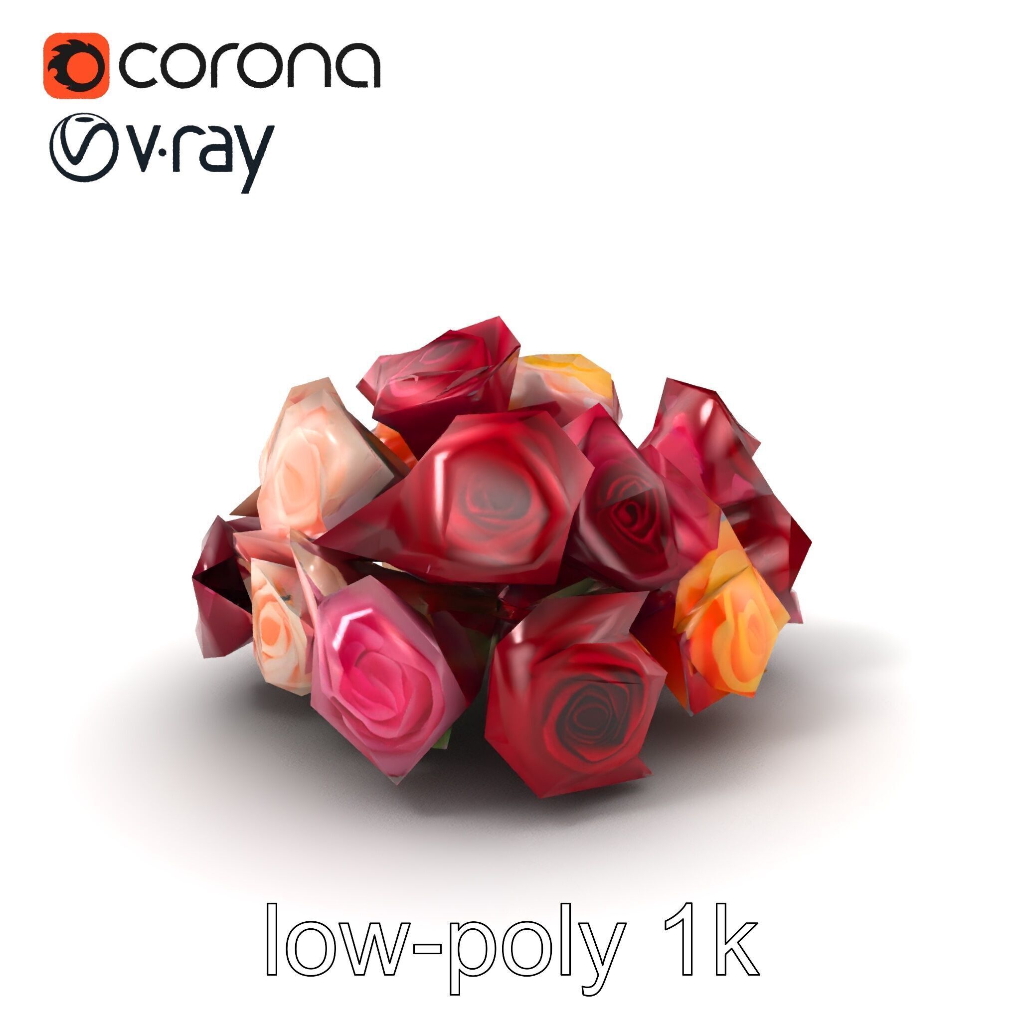 Realistic Rose Collection model pack Low-poly 3D model_5