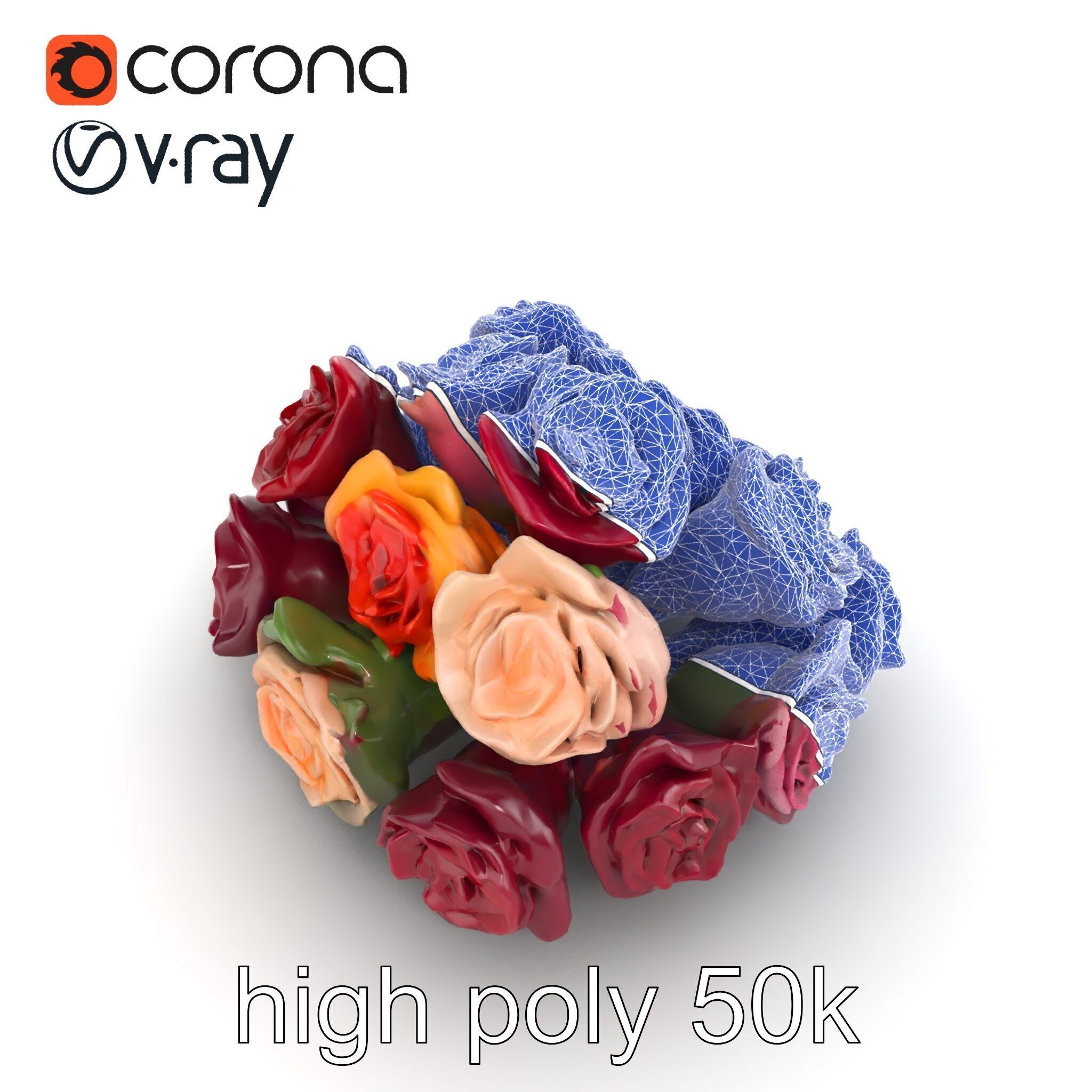 Realistic Rose Collection model pack Low-poly 3D model_18