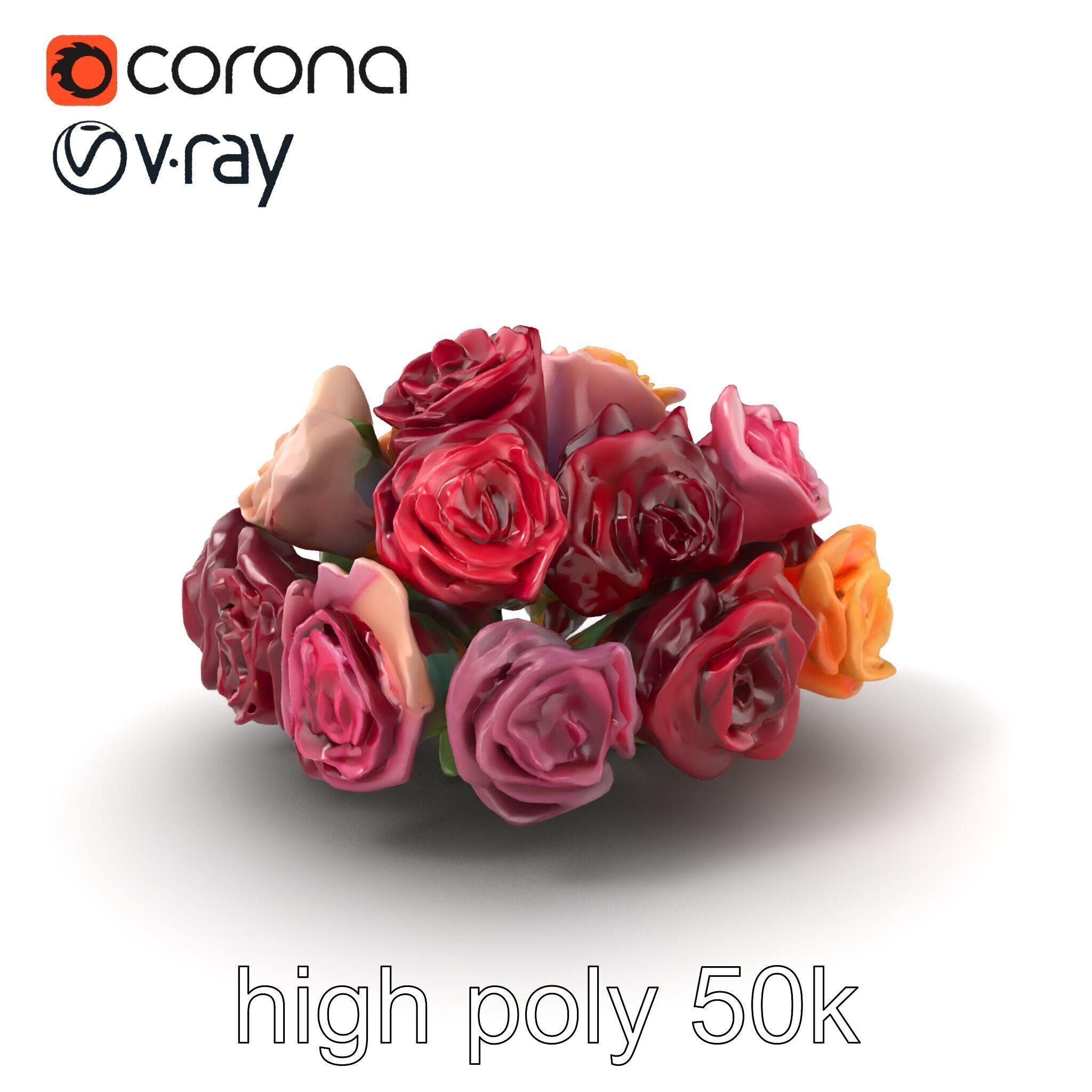 Realistic Rose Collection model pack Low-poly 3D model_2