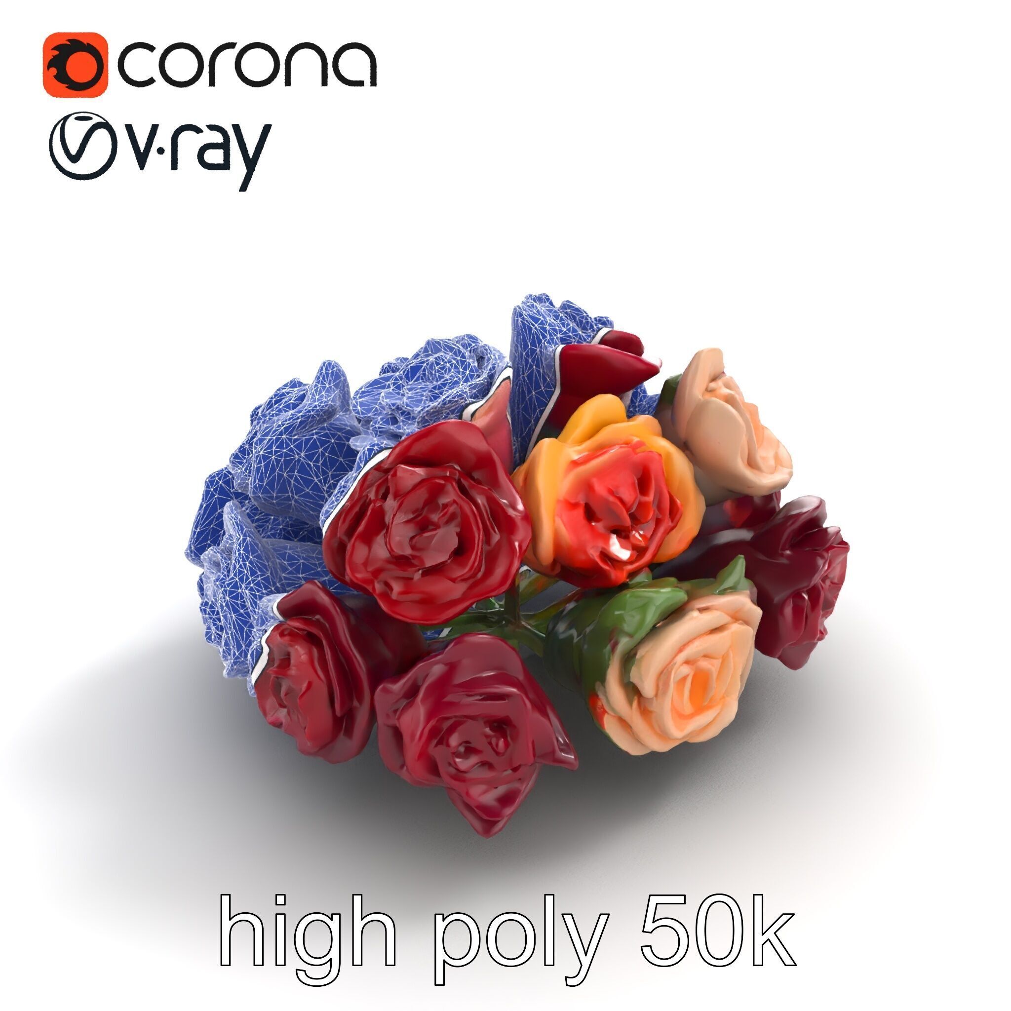 Realistic Rose Collection model pack Low-poly 3D model_26