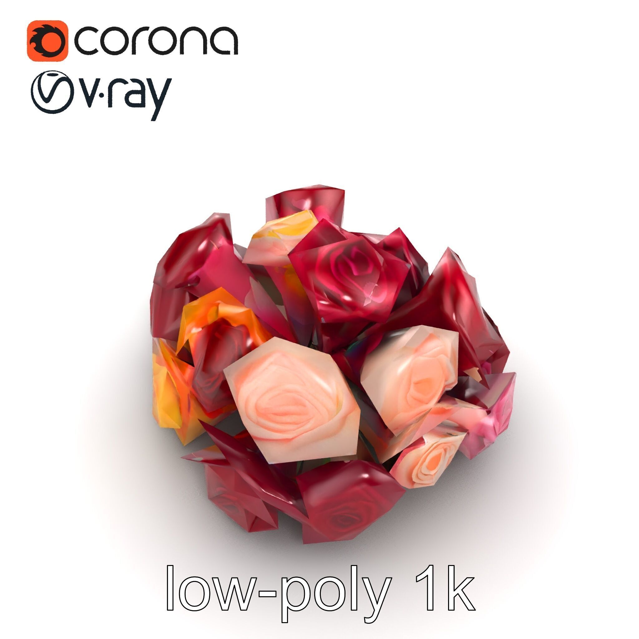 Realistic Rose Collection model pack Low-poly 3D model_24