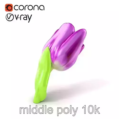Tulipa Purple Velvety Petals 3D Model Pack Low-poly 3D model